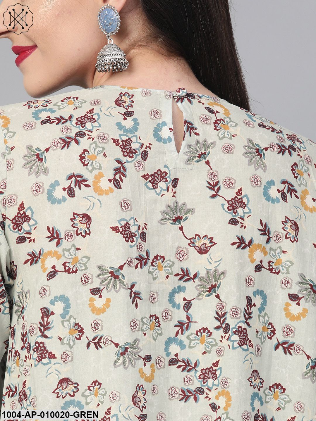 Women Green & Multi Empire Printed Top