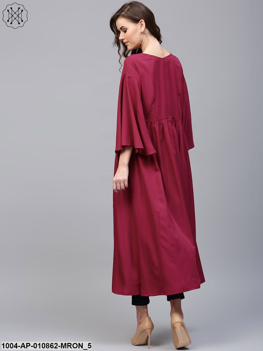 Women Magenta Solid Maxi Crop Top