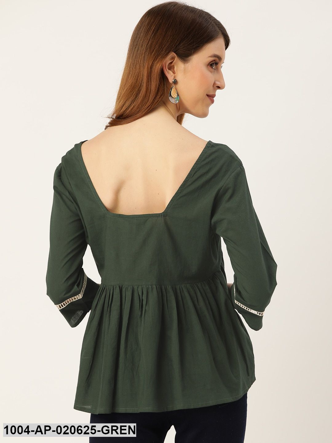 Green Solid A-Line Top
