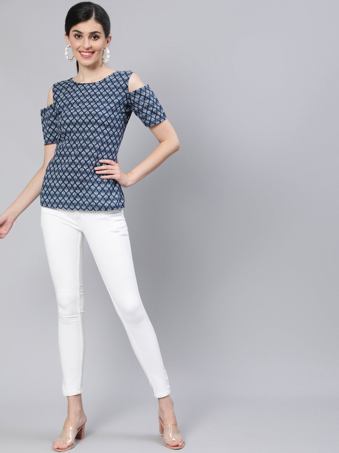Women Blue Printed Top