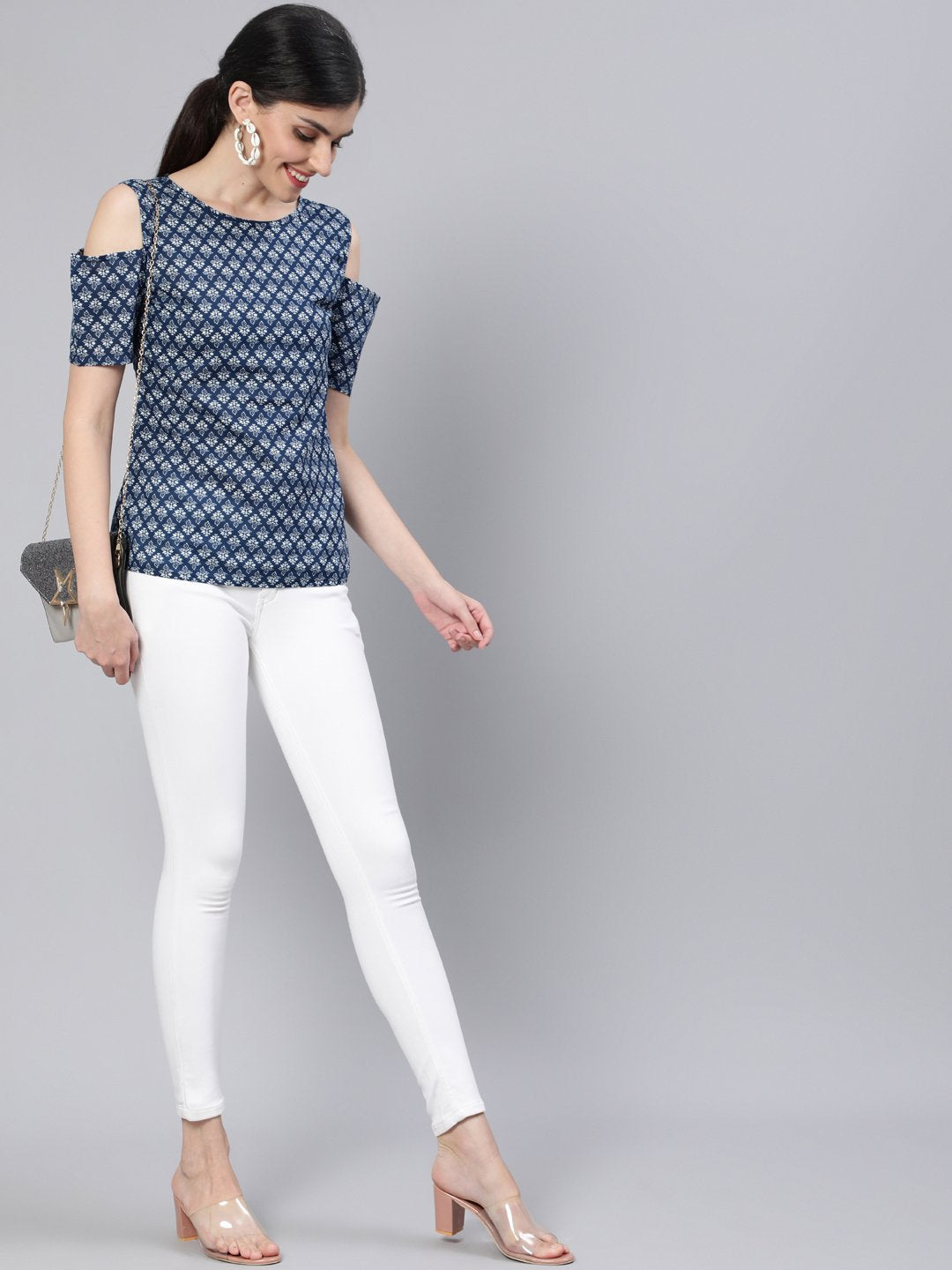 Women Blue Printed Top