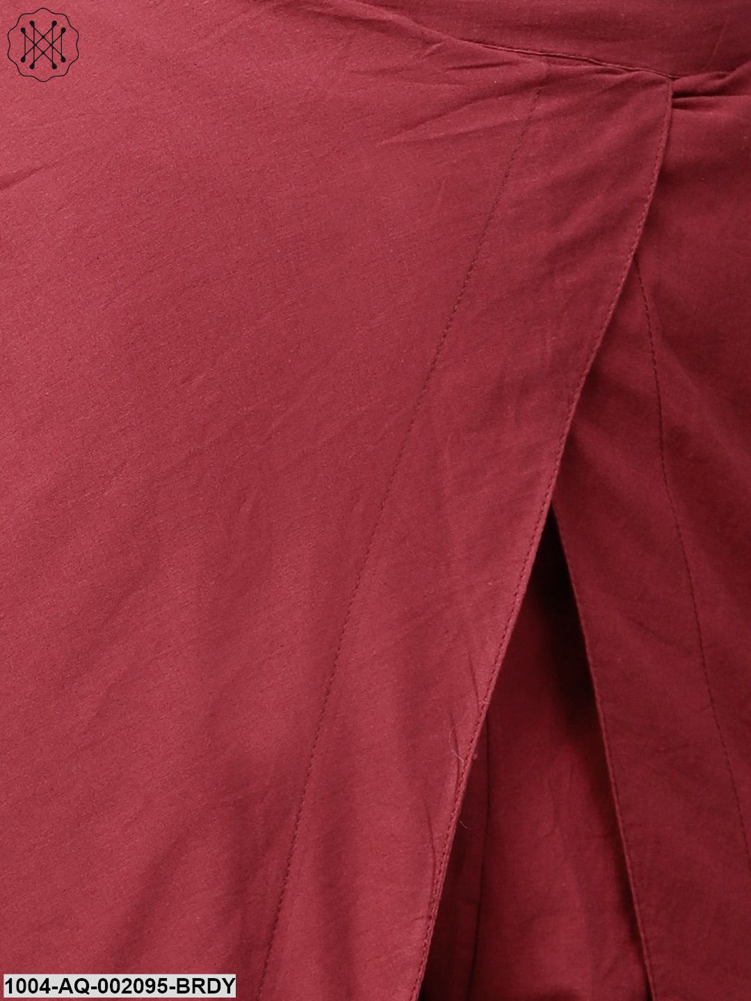 Solid Wine Ankle Length Cotton Tulip Pant