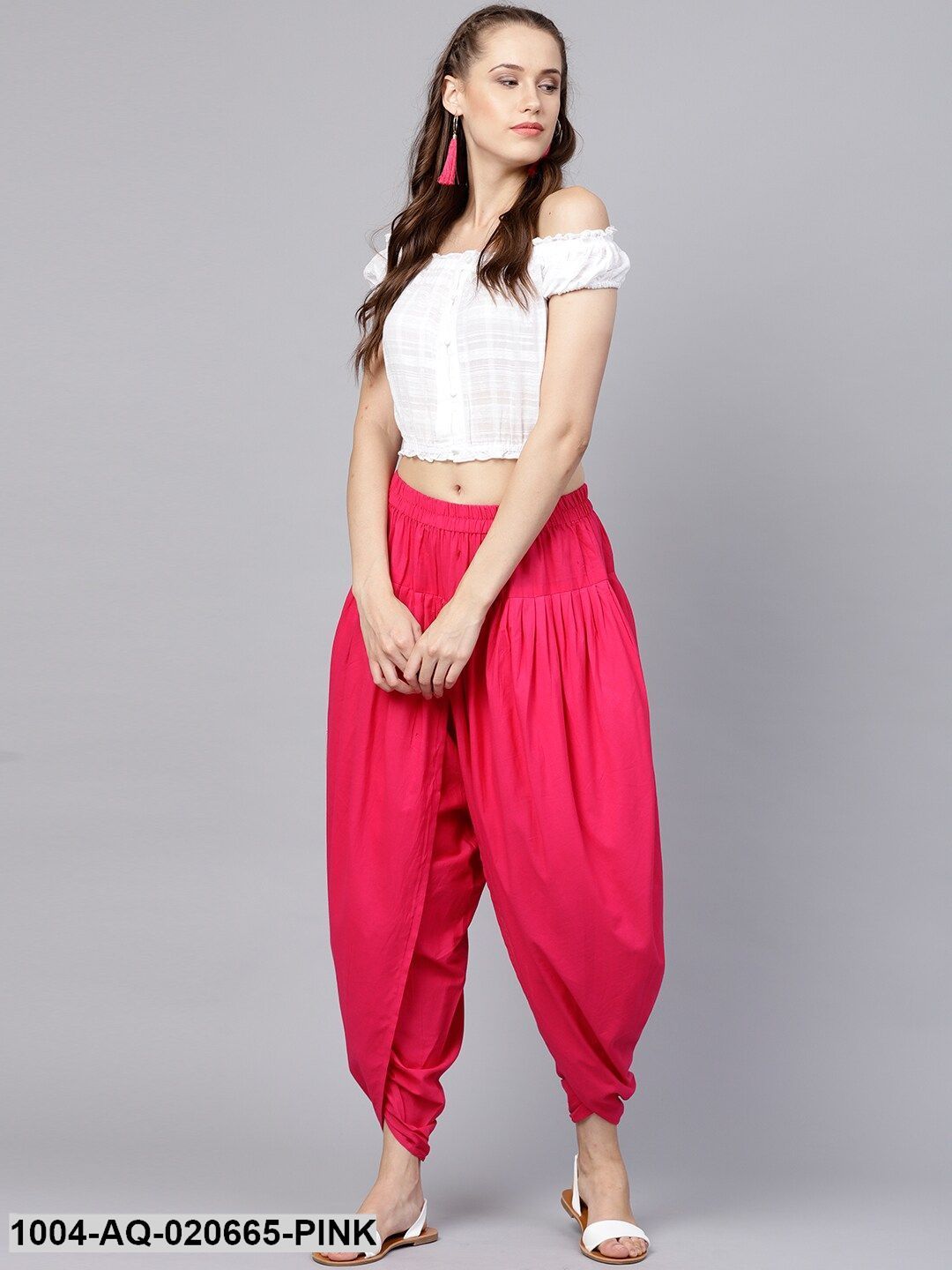 Pink Regular Fit Solid Dhoti Pants