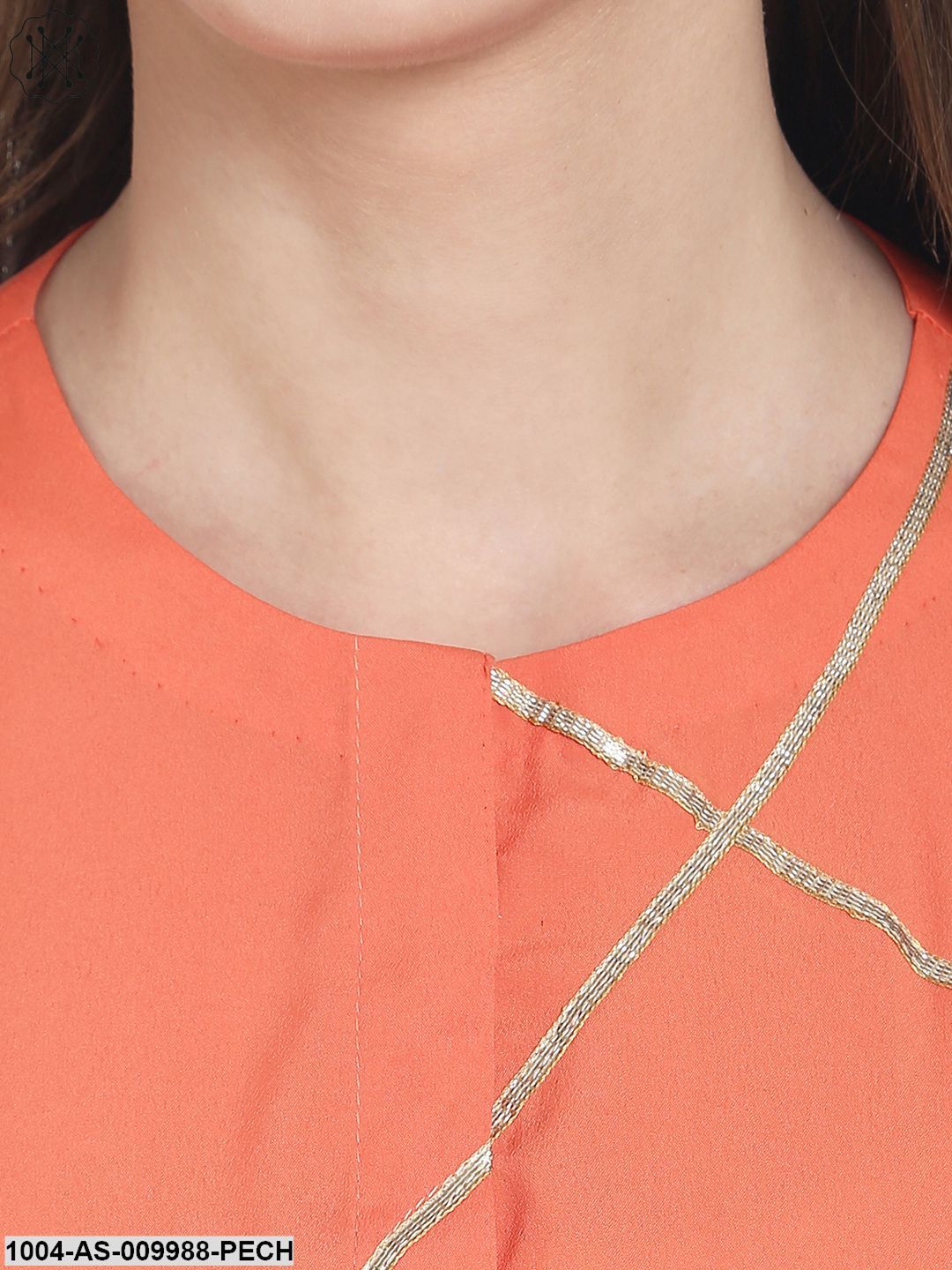 Peach 3/4Th Sleeve Crepe Tunics With Gotta Work