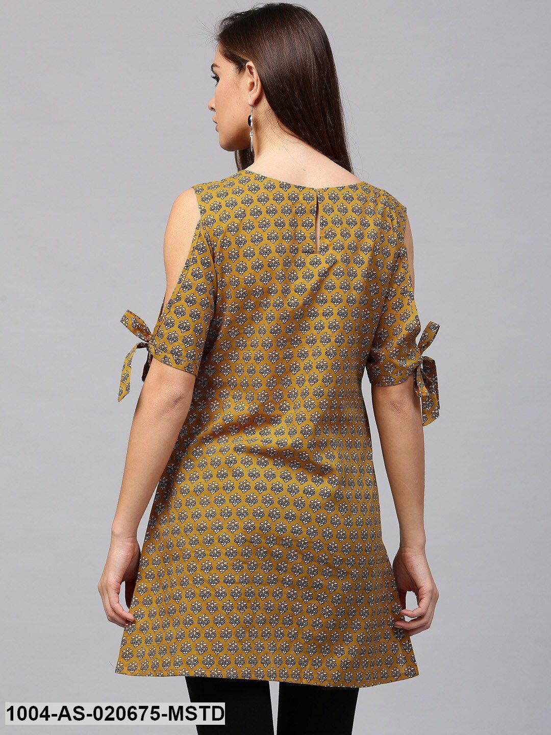 Mustard Yellow & Black Printed Tunic