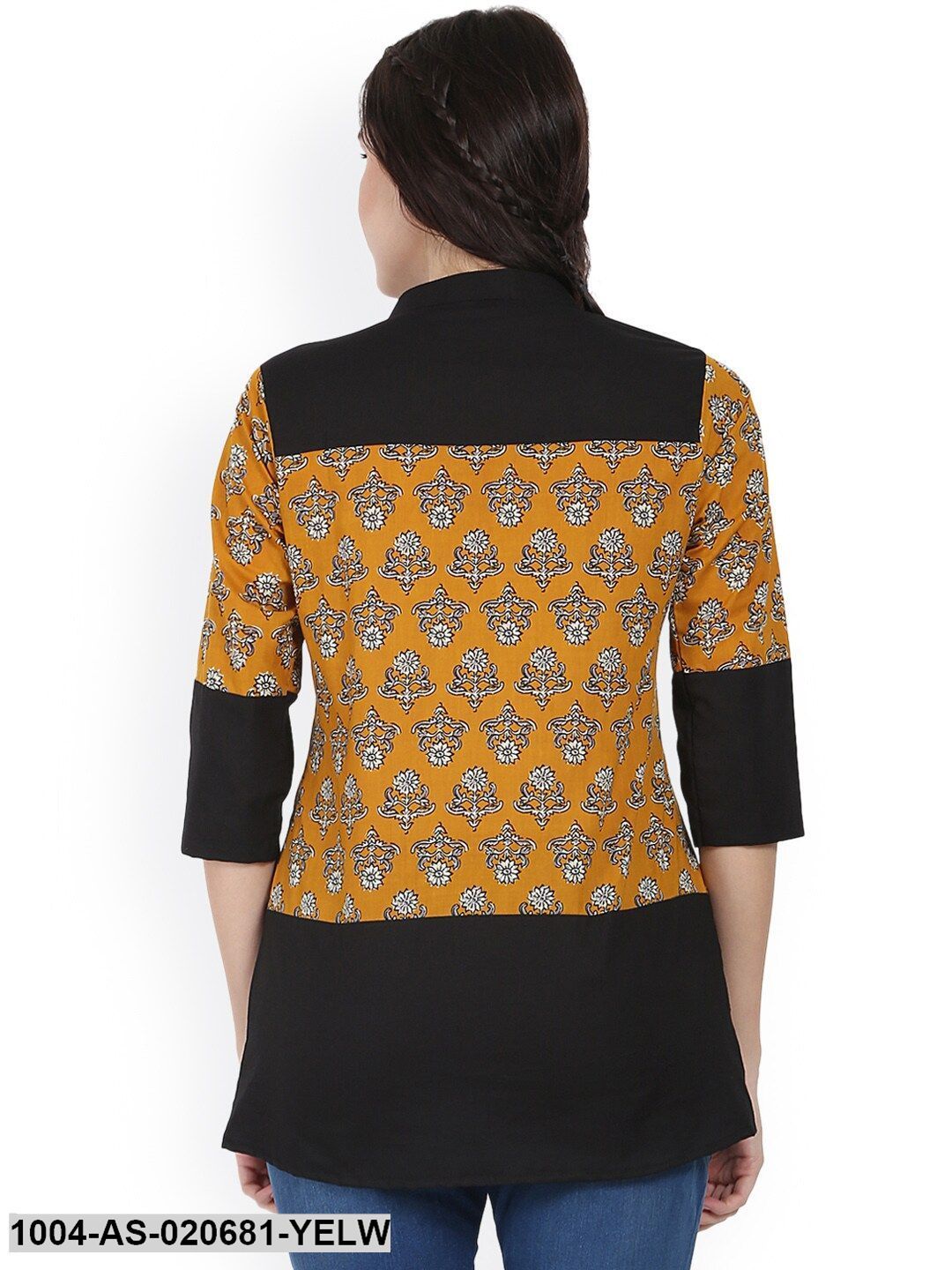 Yellow & Black Printed Tunic