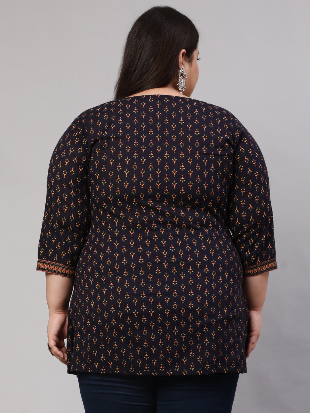Plus Size Navy Blue Ethnic Tunic