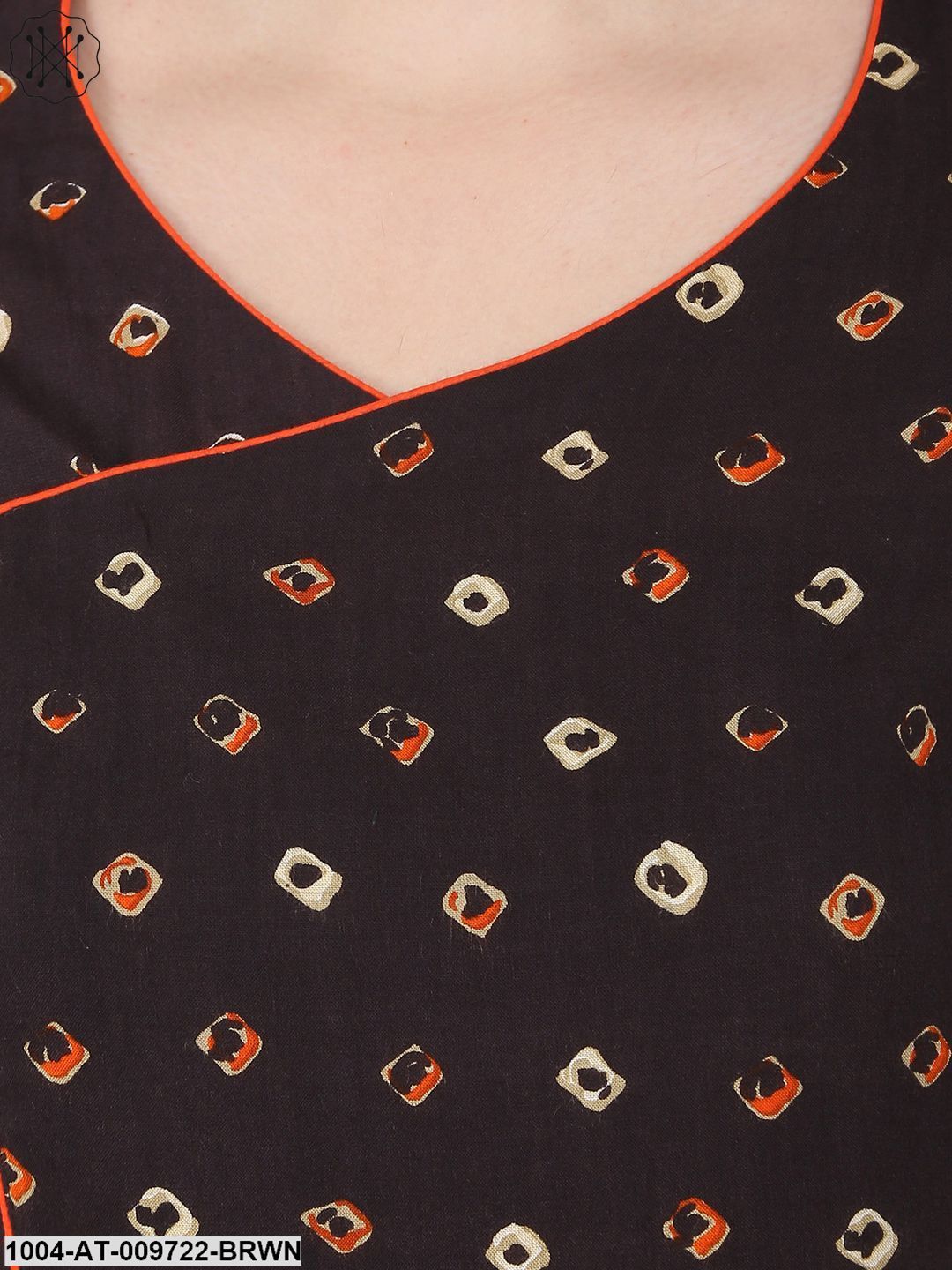 Coffee Brown Half Sleeve Rayon Angrakha Style Kurta