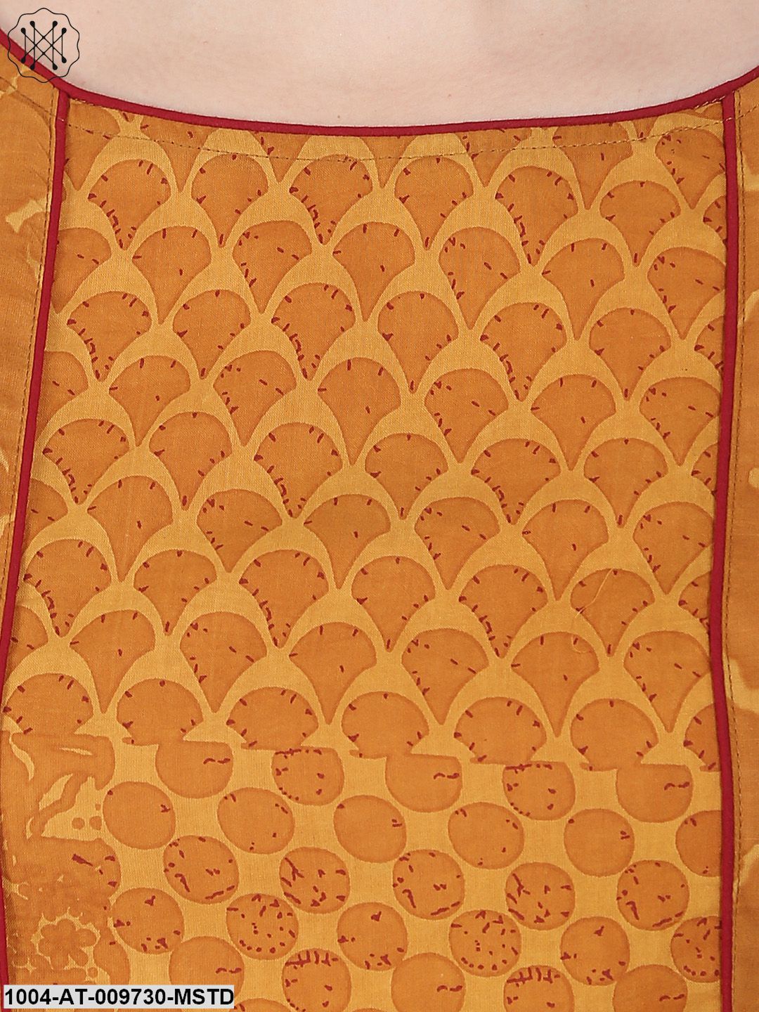 Mustard Printed Half Sleeve Floor Length A-Line Kurta