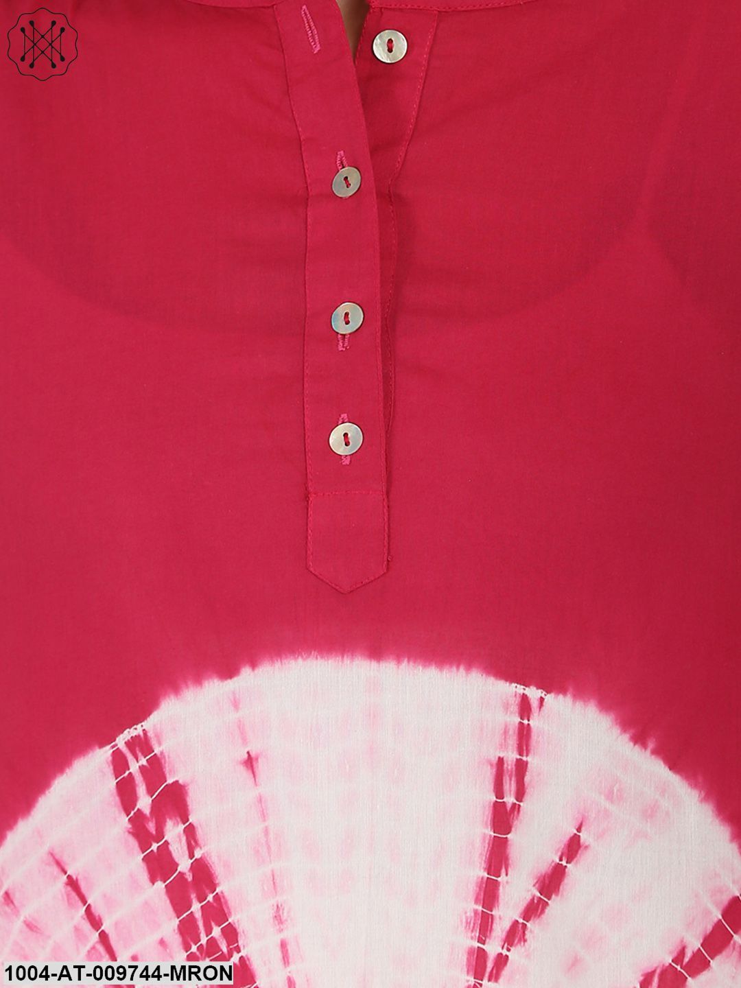 Maroon 3/4Th Sleeve Cotton Tye Dye Kurta