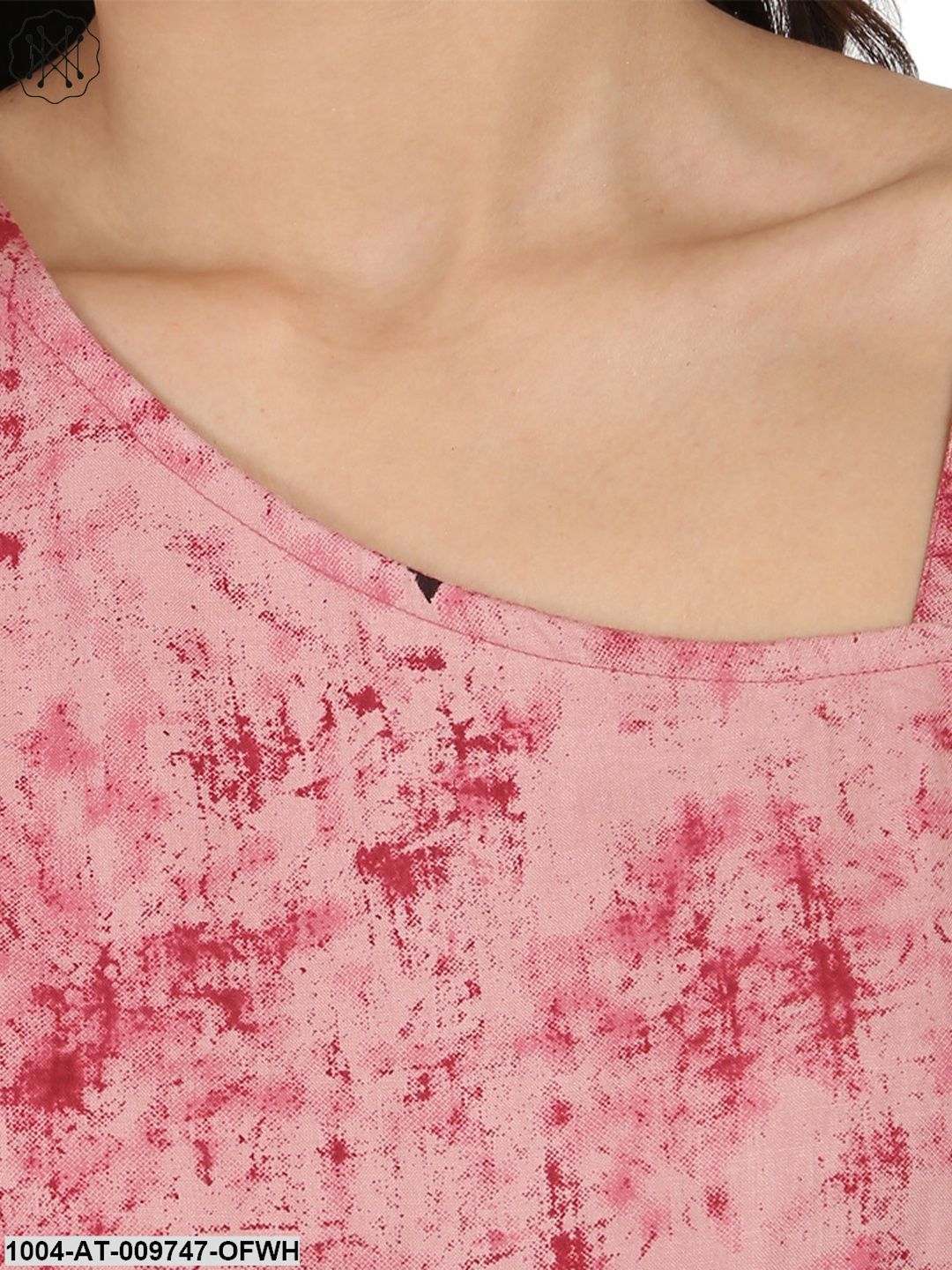 Off-White Printed Sleevless Rayon Anarkali Kurta