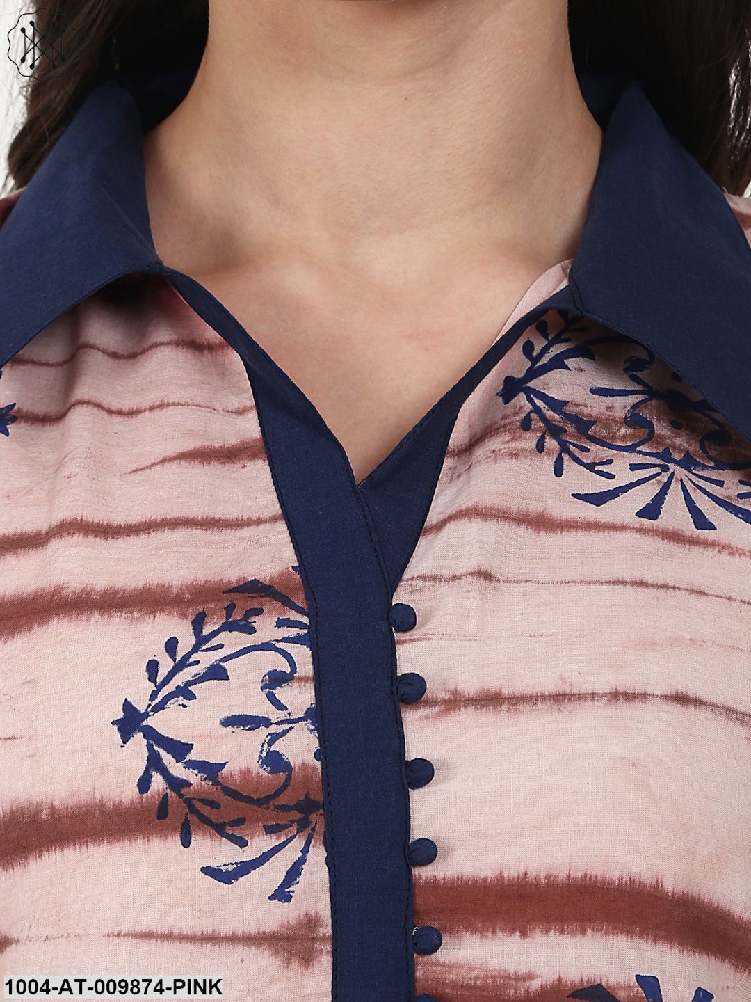 Nude Printed Sleevless Assymetric Cotton A-Line Kurta