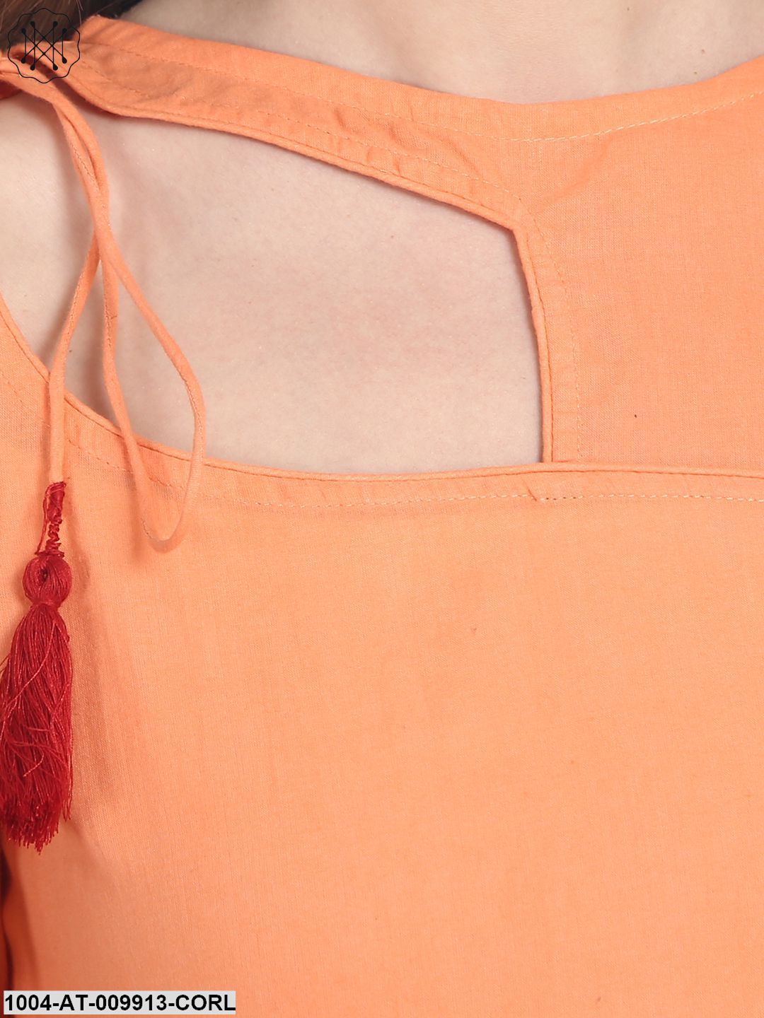 Coral Short Sleeve Tie Dye Anarkali Kurta