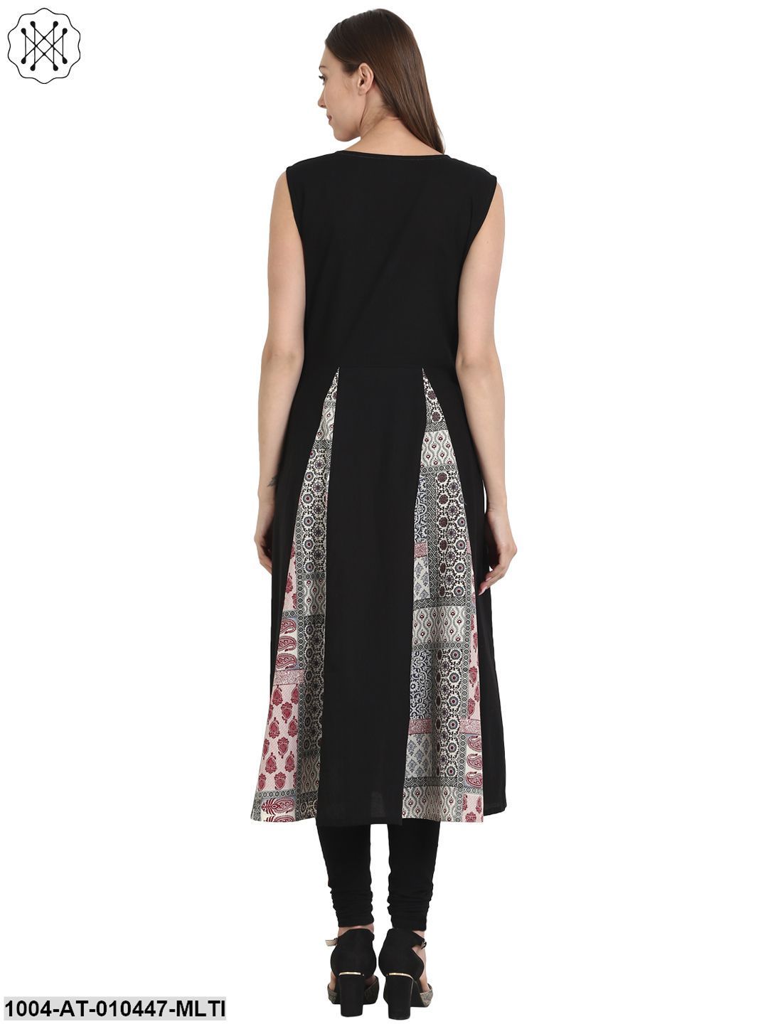 Women Printed Multi Sleeveless Scoop Neck Cotton A-Line Kurta