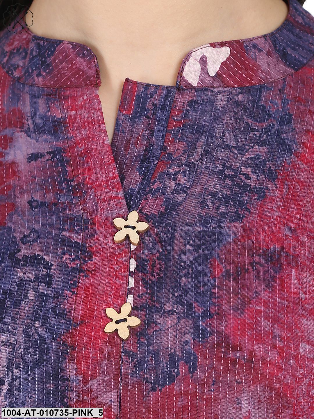 Pink Printed Half Sleeve Cotton Anarkali Kurta