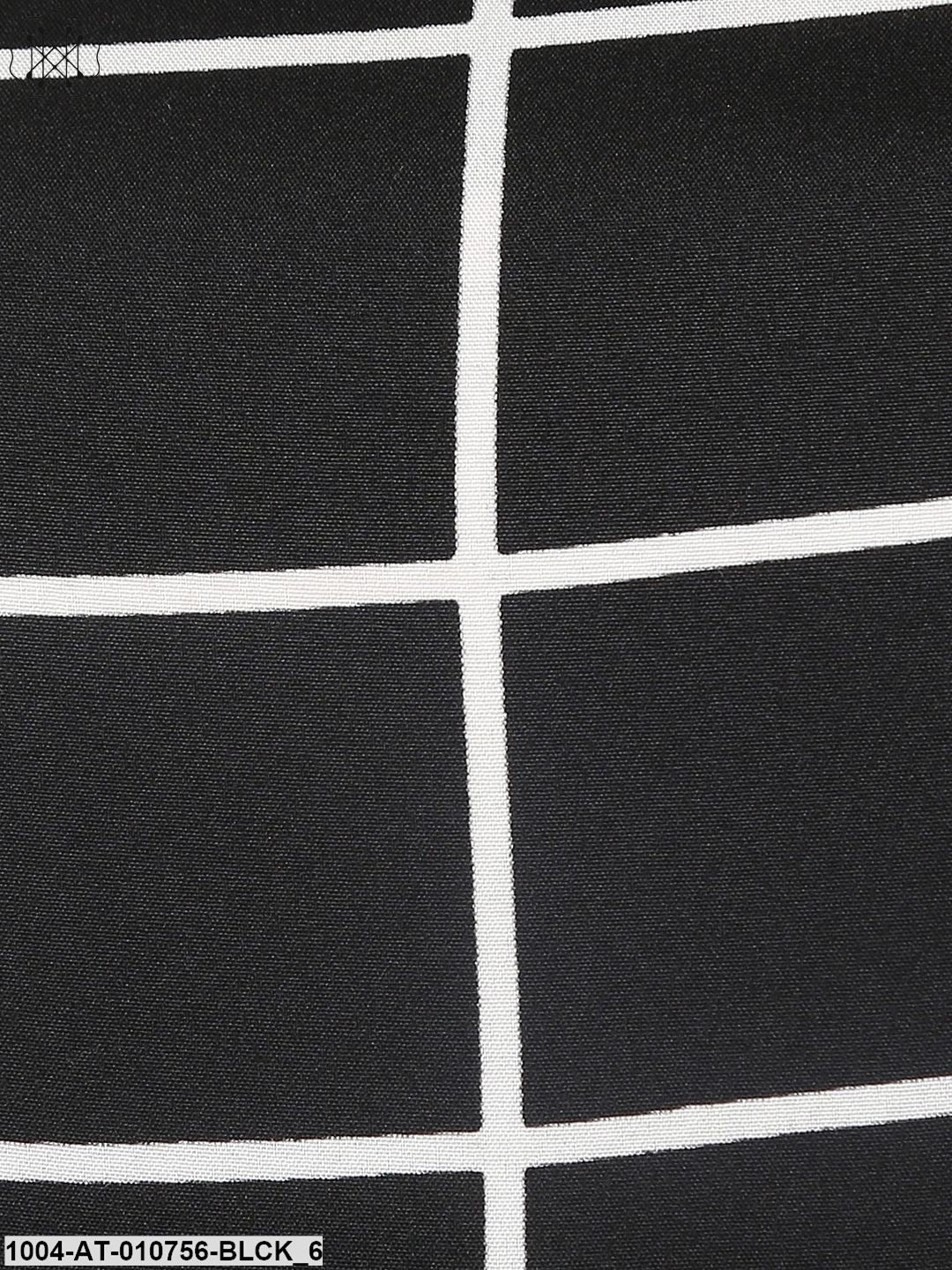 Black & Red Check 3/4Th Sleeve Crepe Anarkali Kurta