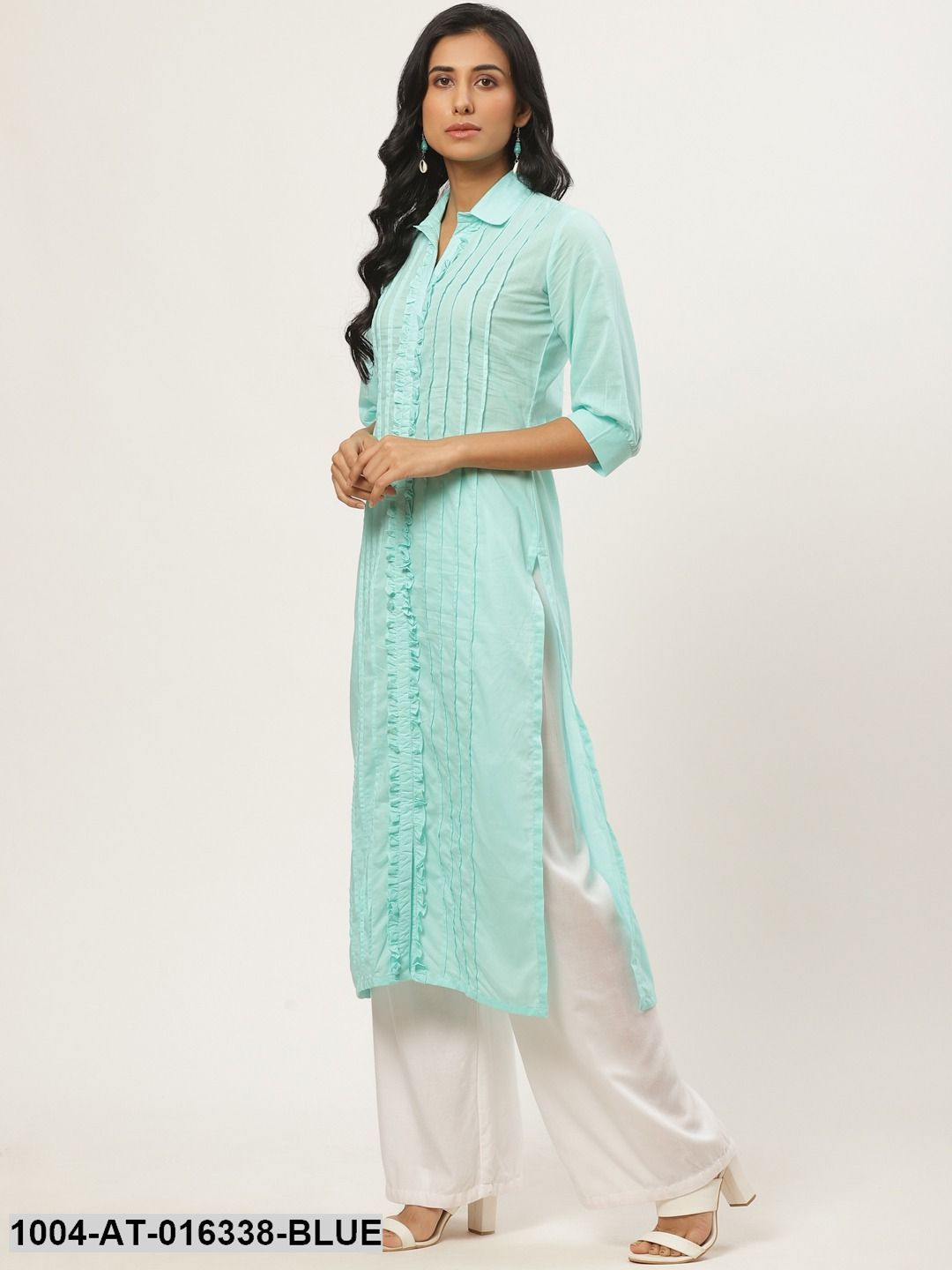 Straight kurta with Ruffle and pleat detailing