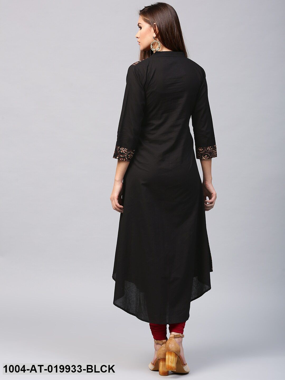Black & Brown Printed A-Line Kurta