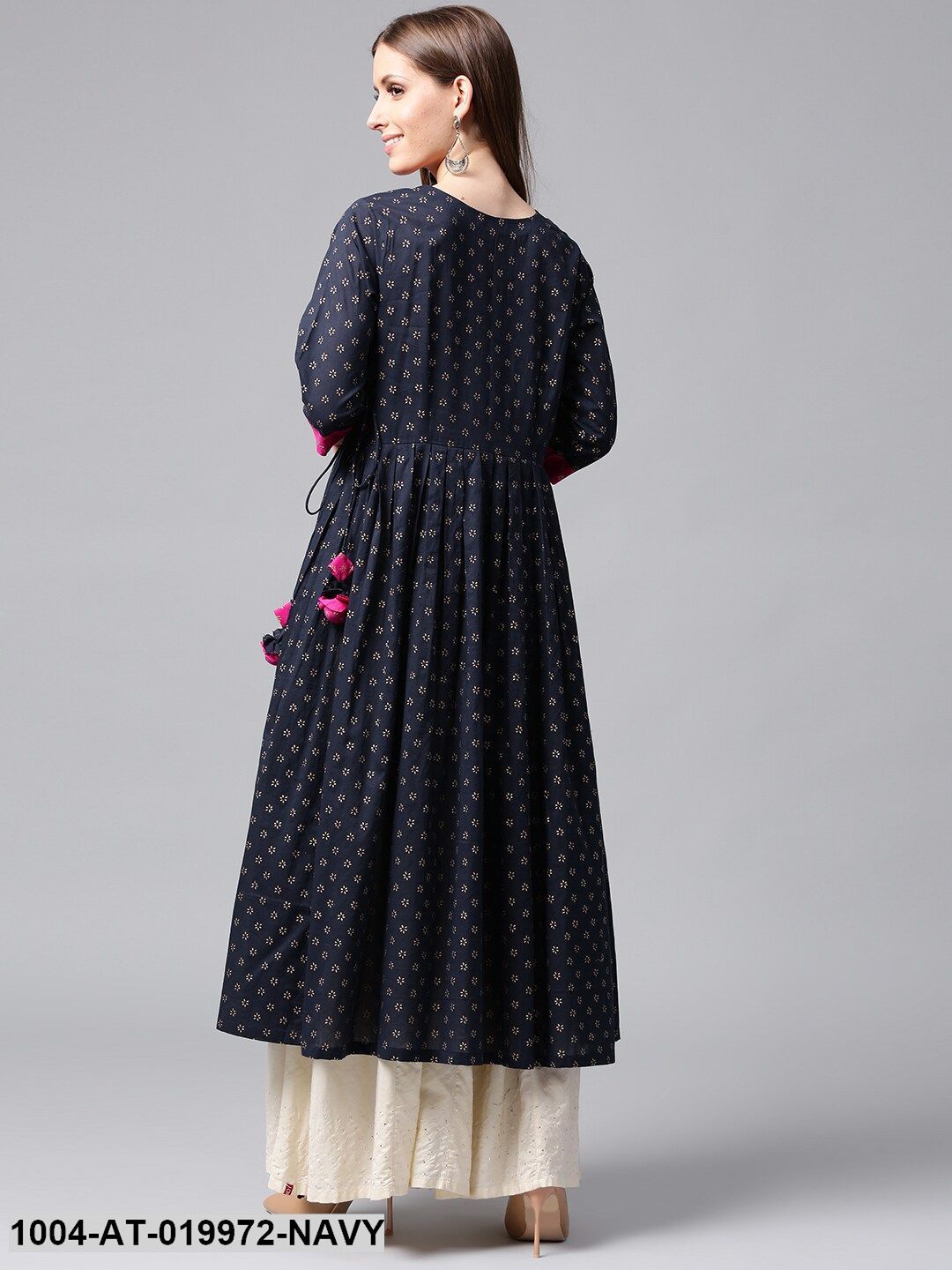 Navy Blue Printed Anarkali Kurta