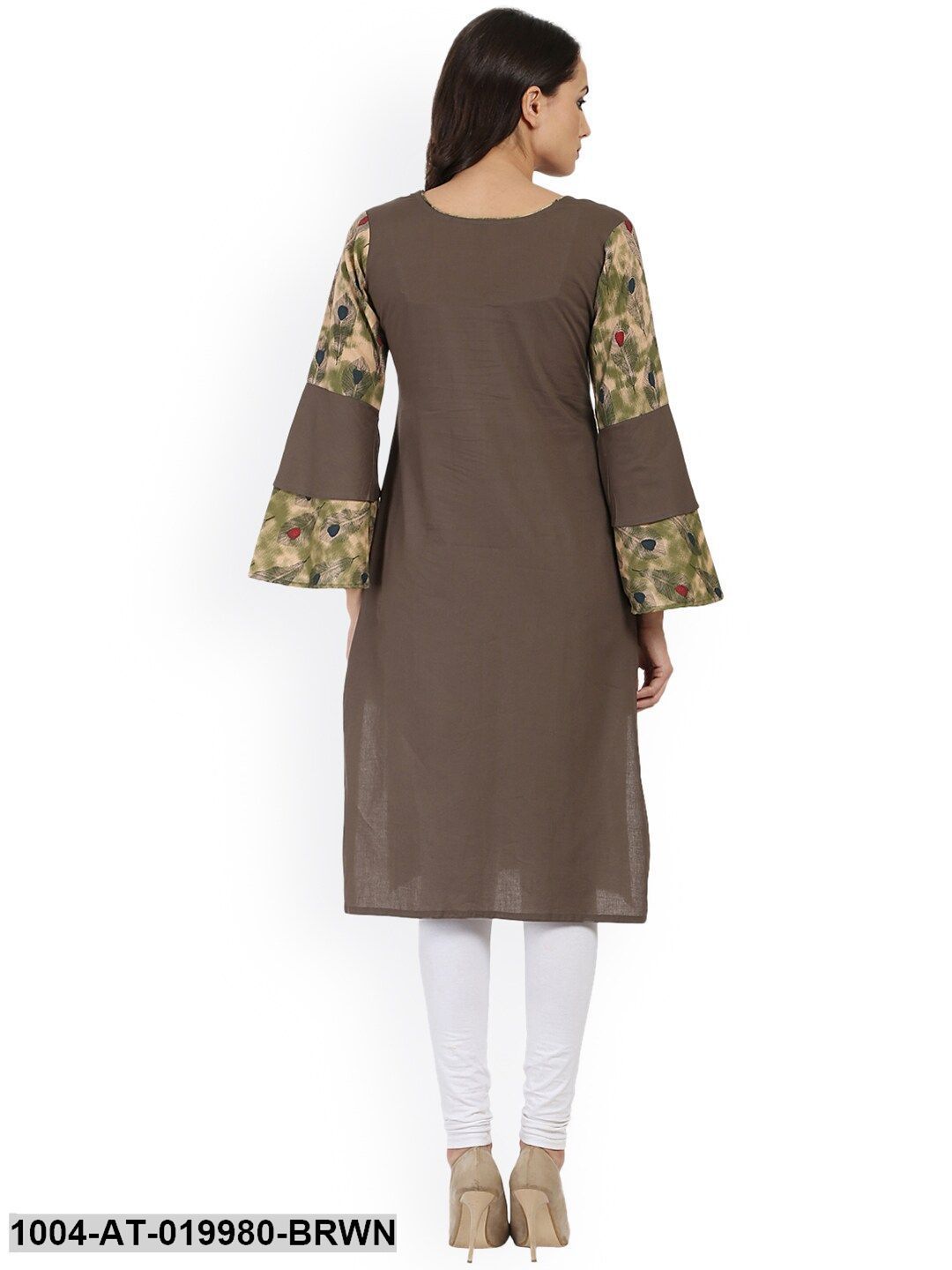 Brown Solid Straight Kurta