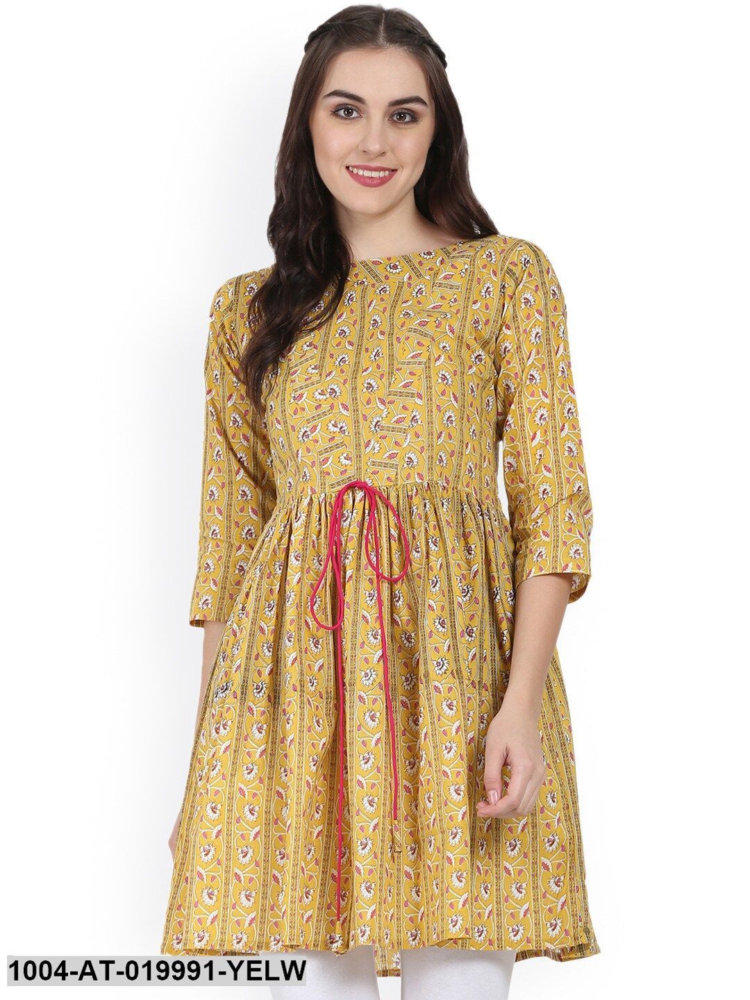 Yellow Printed Anarkali Kurta