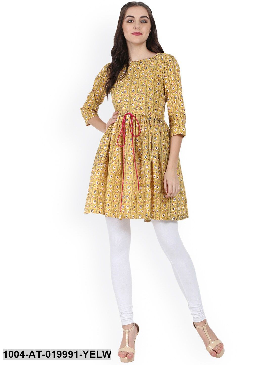 Yellow Printed Anarkali Kurta