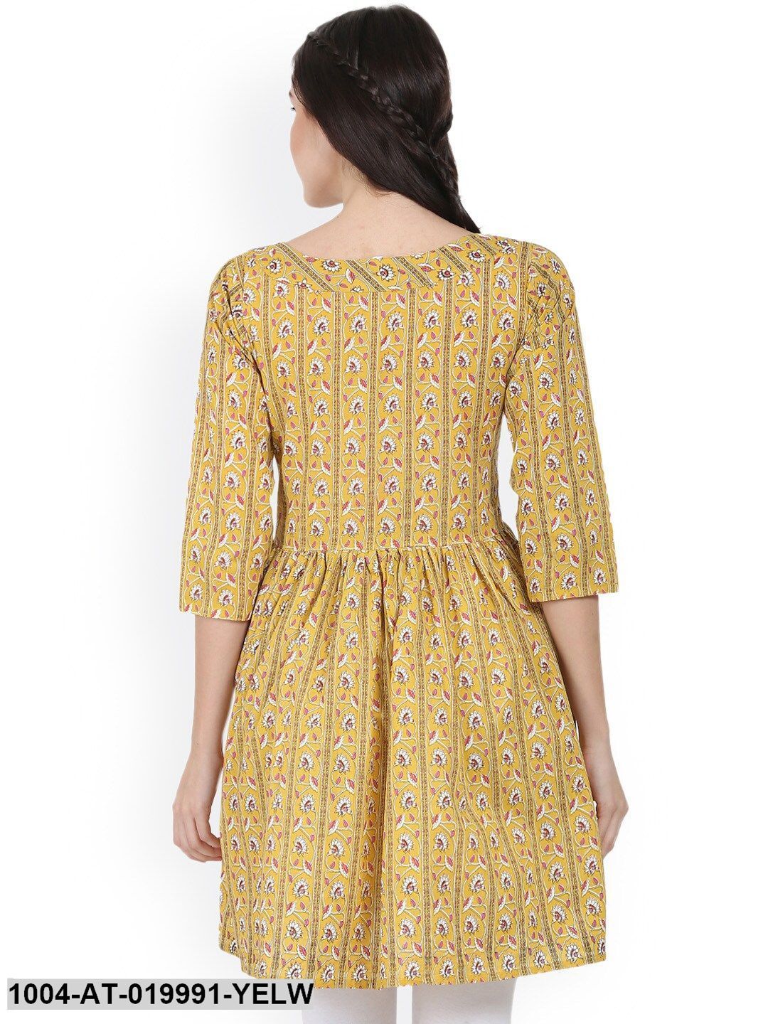 Yellow Printed Anarkali Kurta