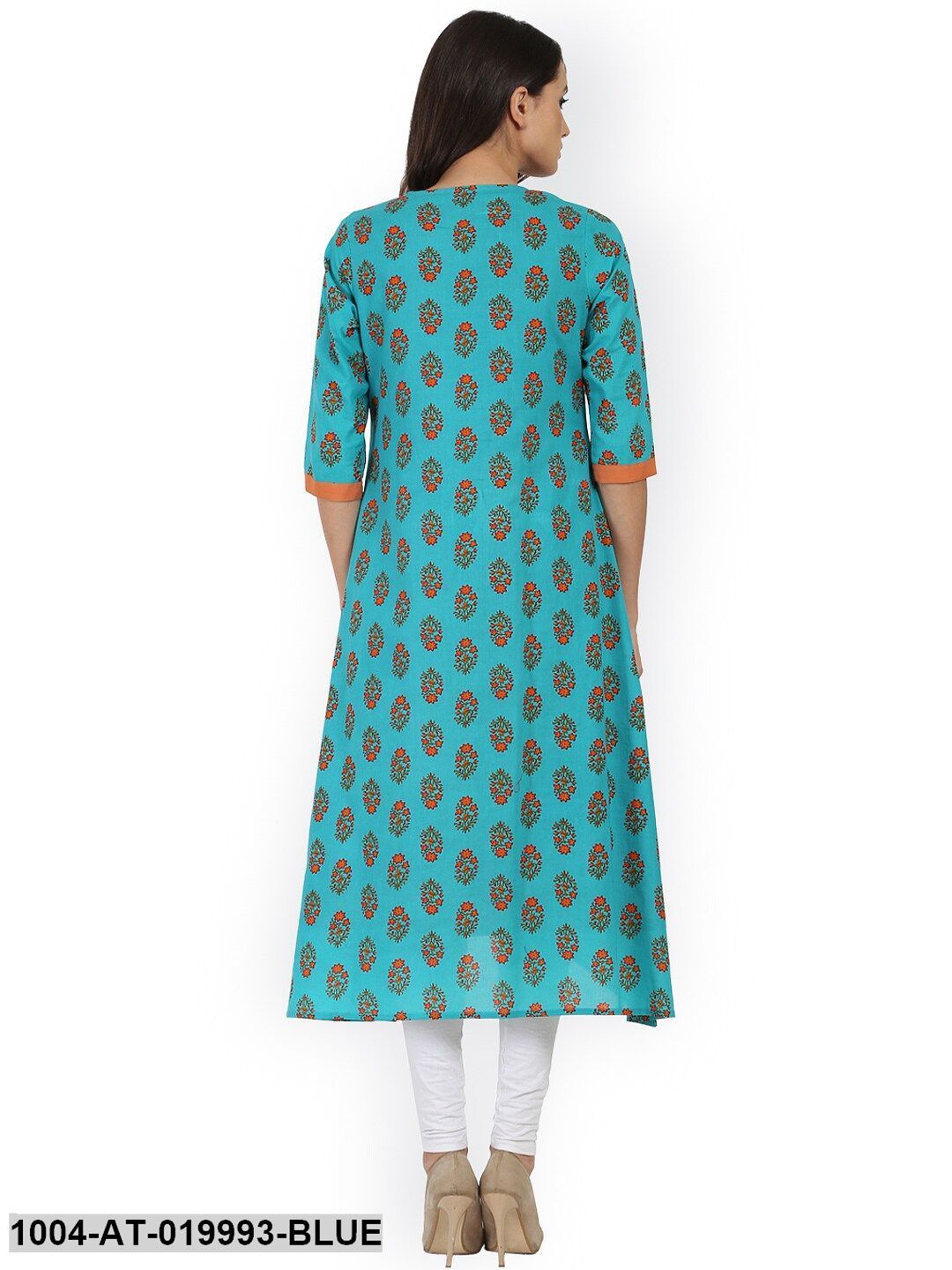 Blue Printed A-Line Kurta