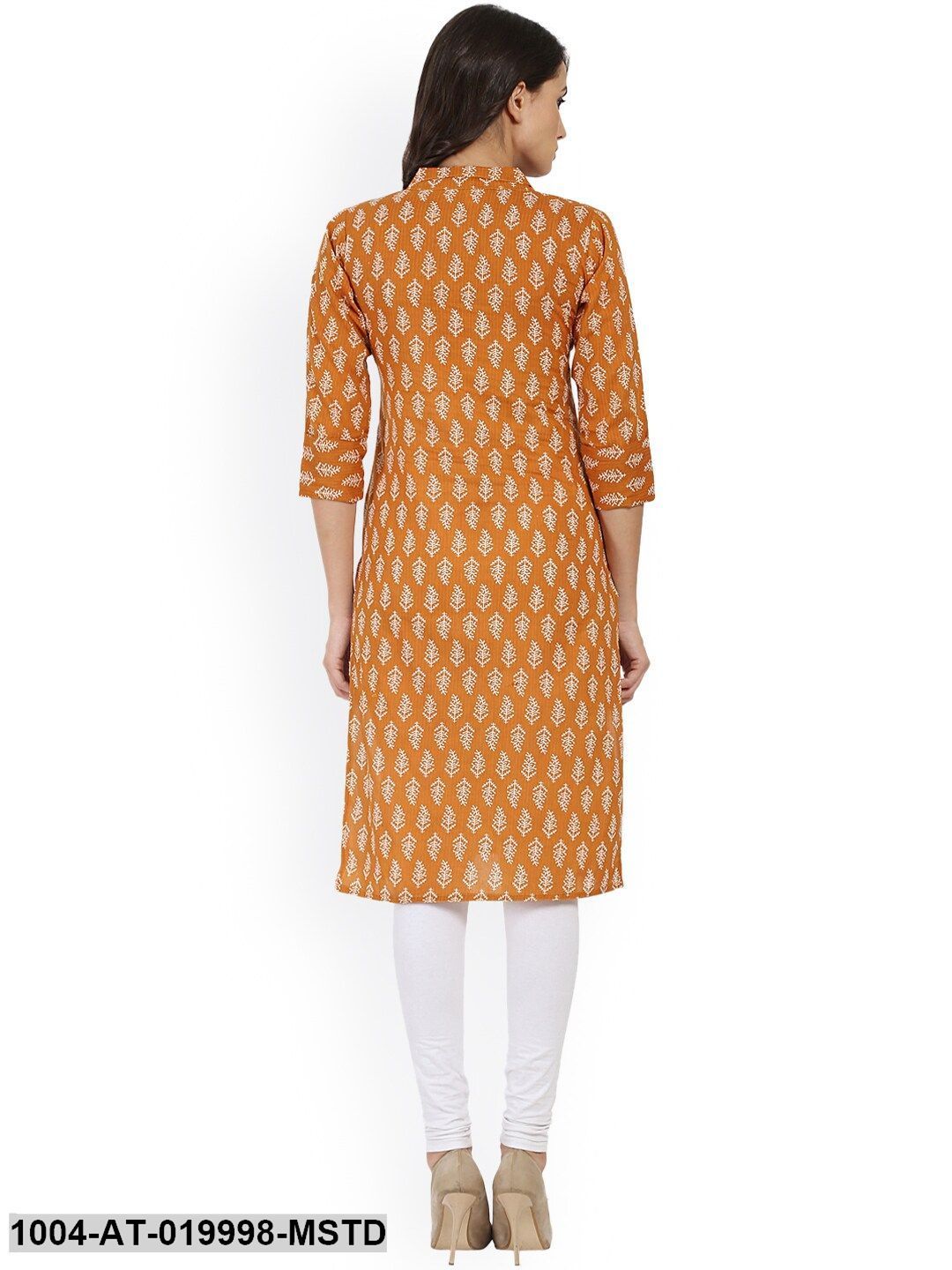 Mustard Yellow Printed Straight Kurta