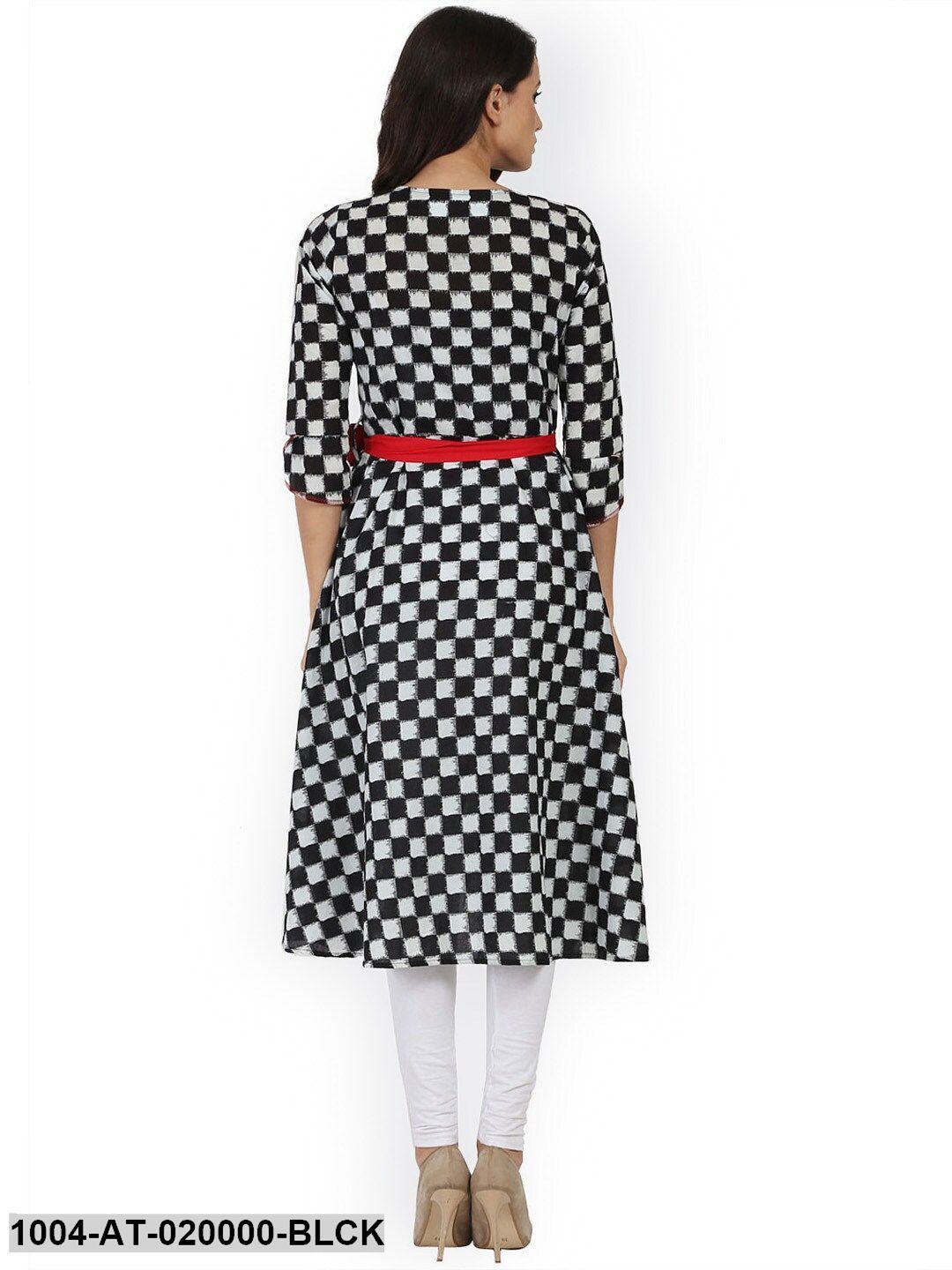 Black Printed Asymmetric A-Line Kurta