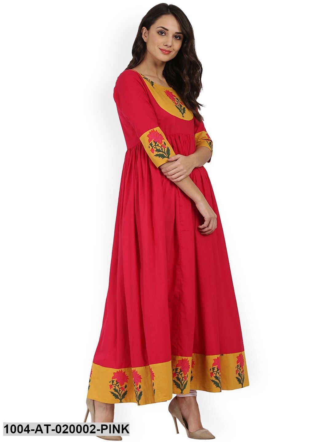 Pink Printed Anarkali Kurta