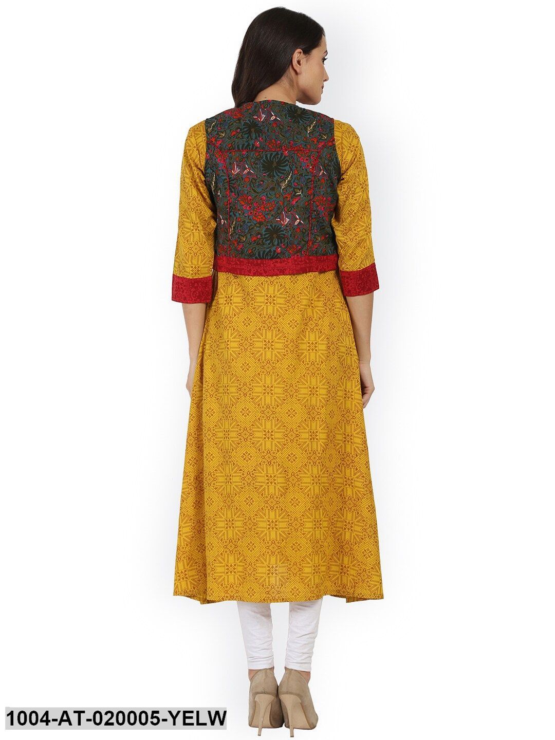 Yellow Printed Anarkali Kurta