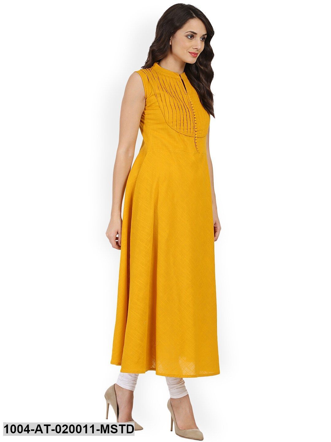 Mustard Solid A-Line Kurta