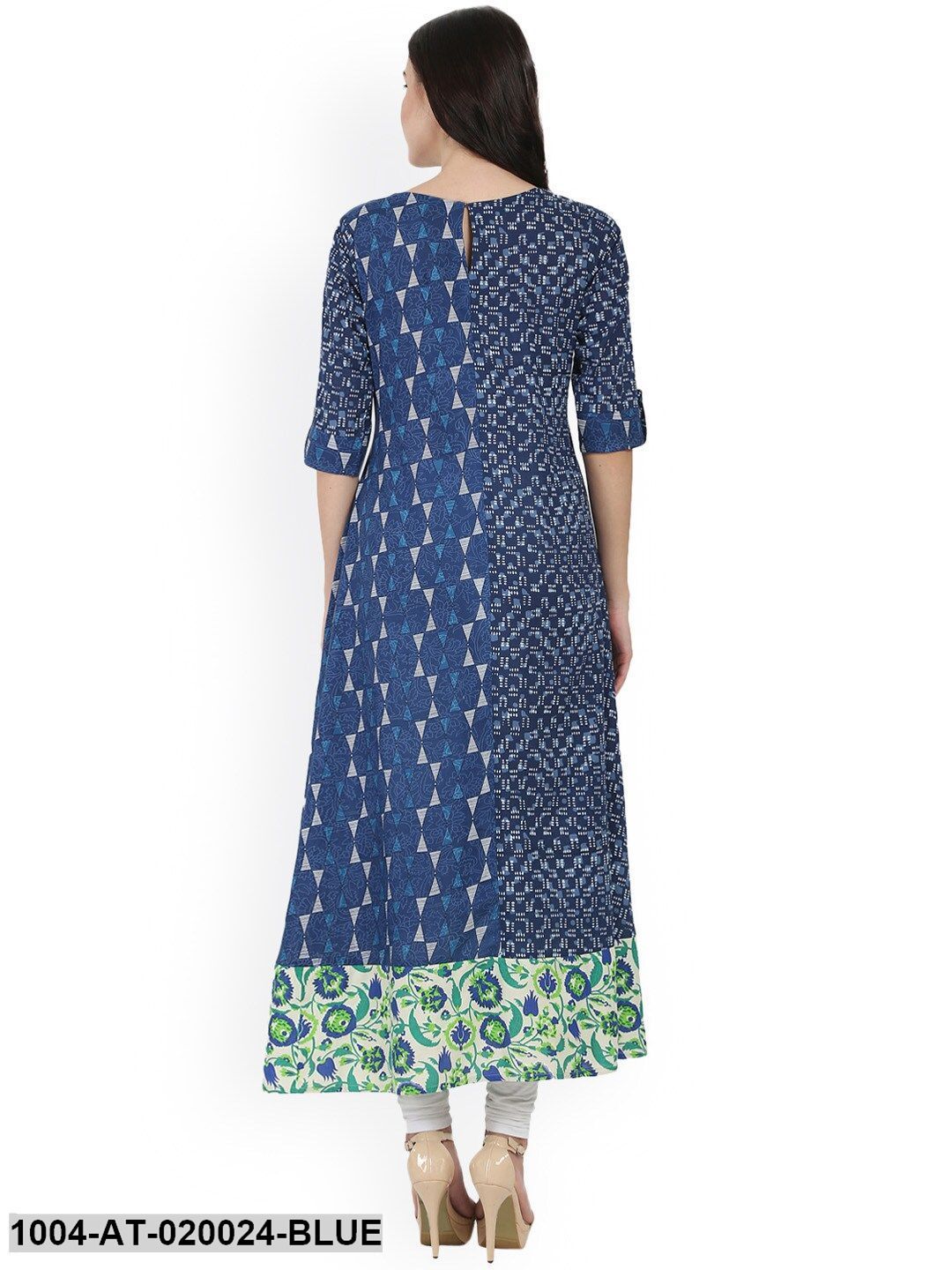 Blue Printed A-Line Kurta