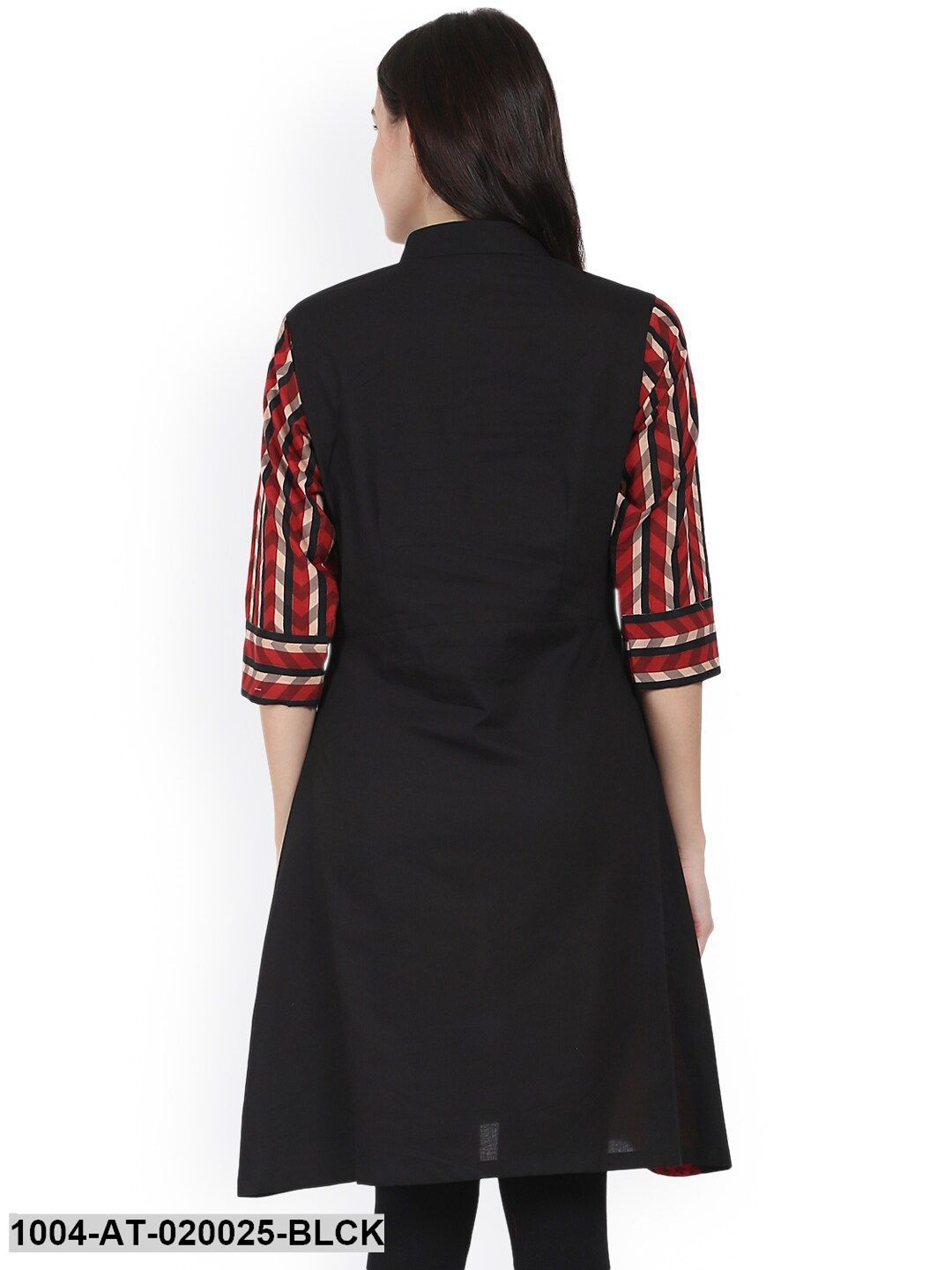 Black & Red Printed A-Line Kurta