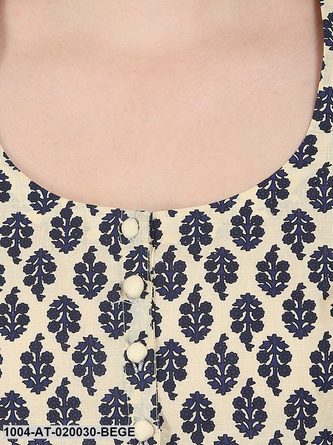 Beige Printed Anarkali Kurta