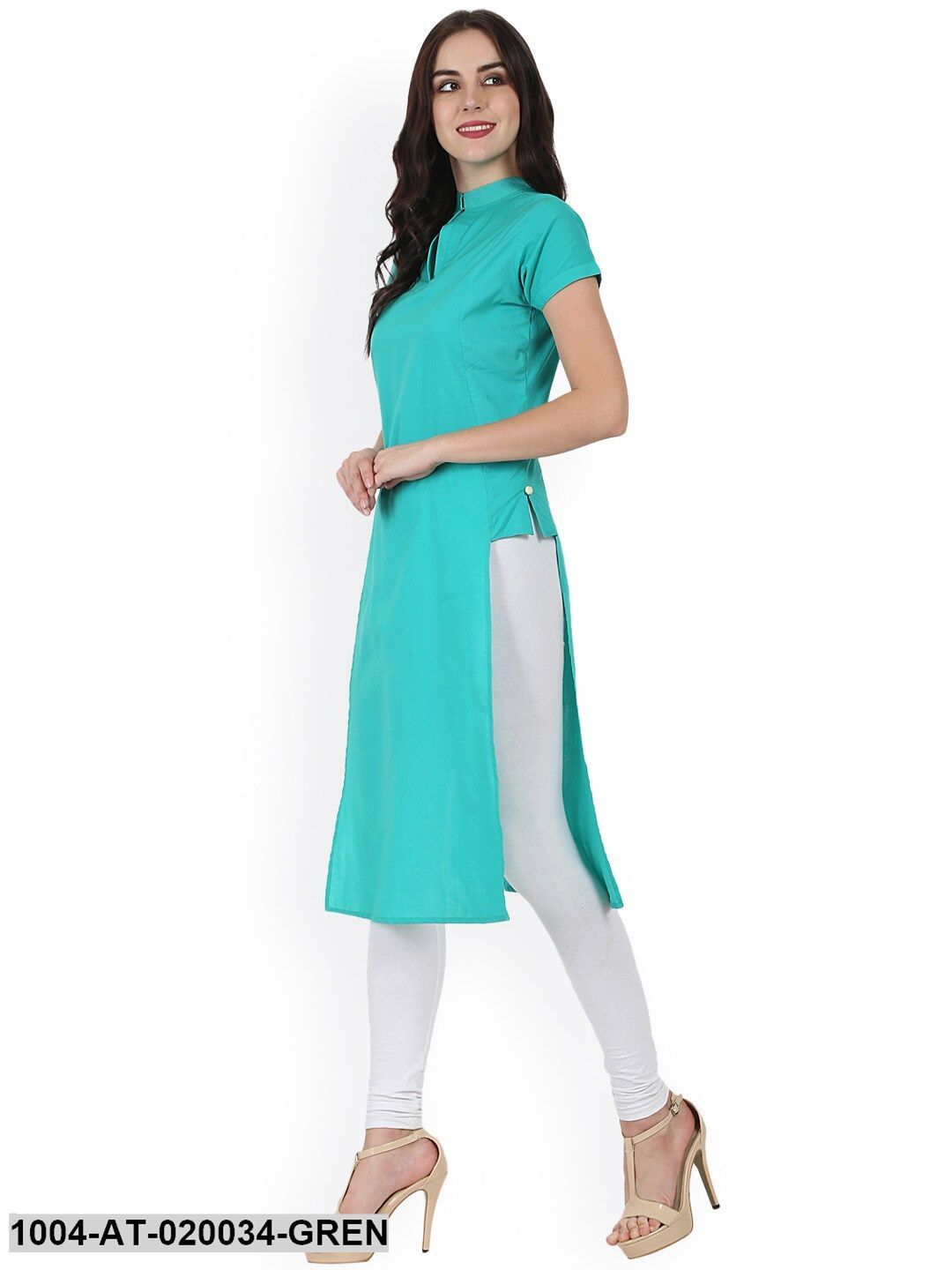 Green Solid Straight Kurta