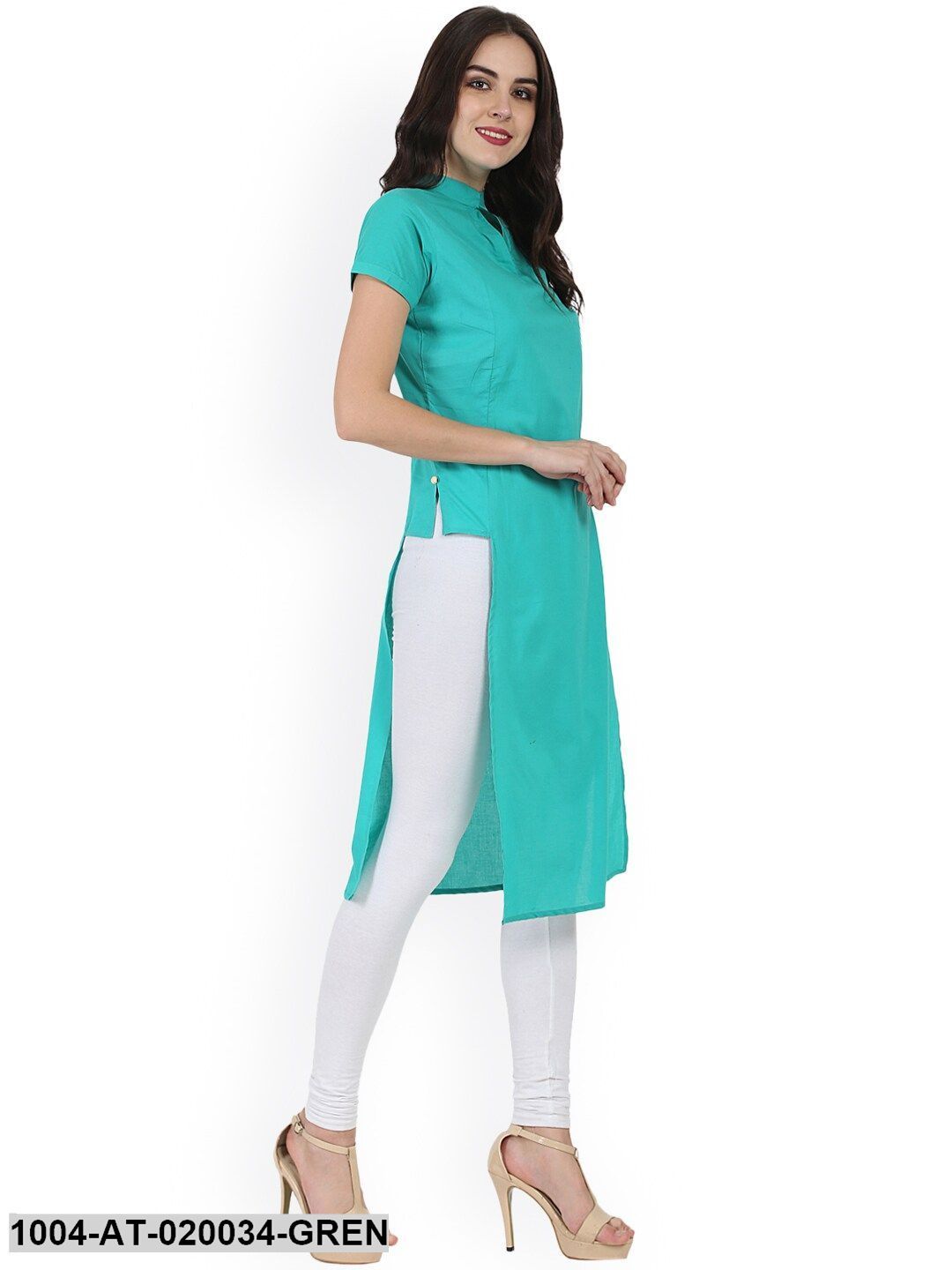 Green Solid Straight Kurta