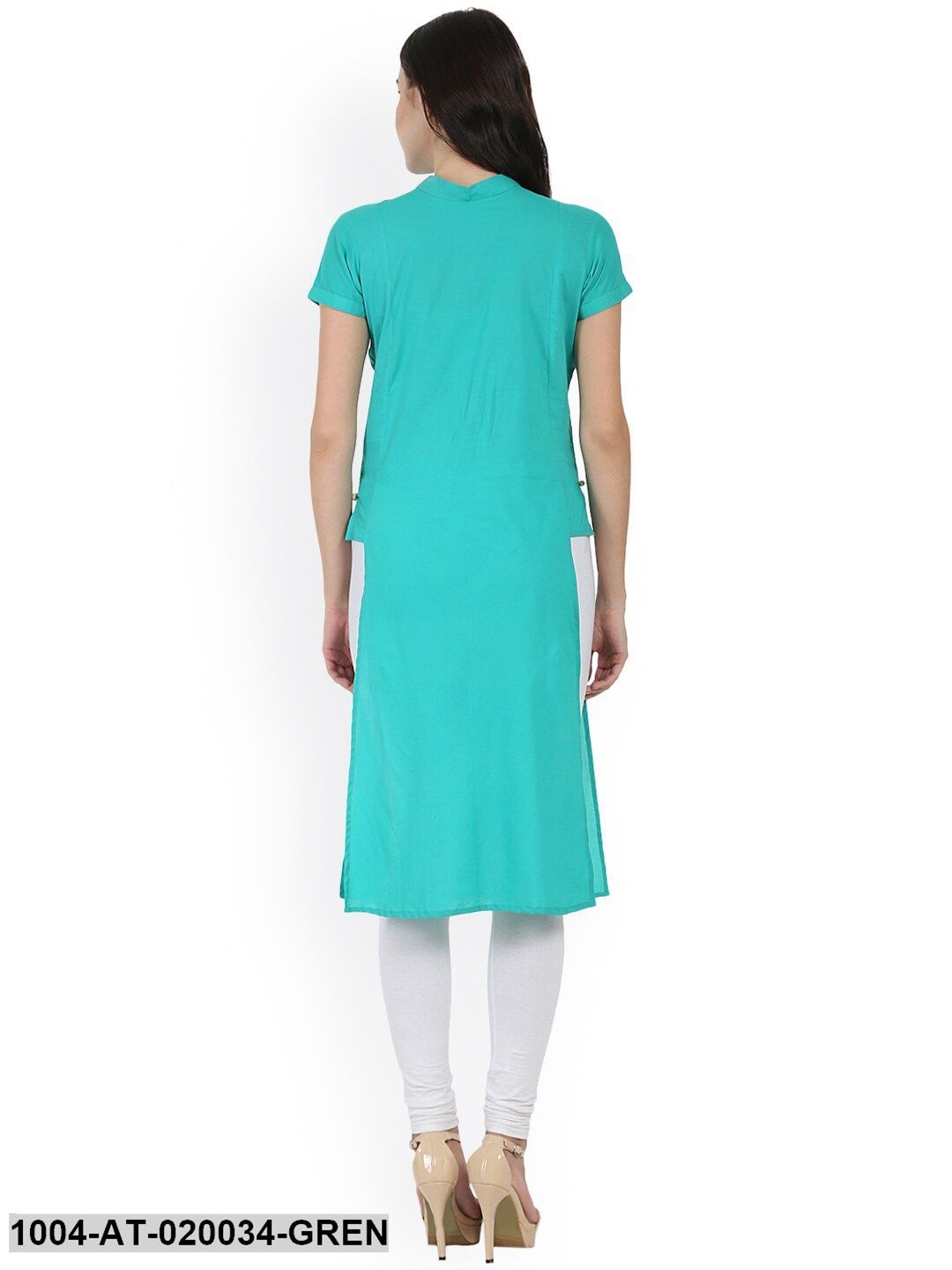 Green Solid Straight Kurta
