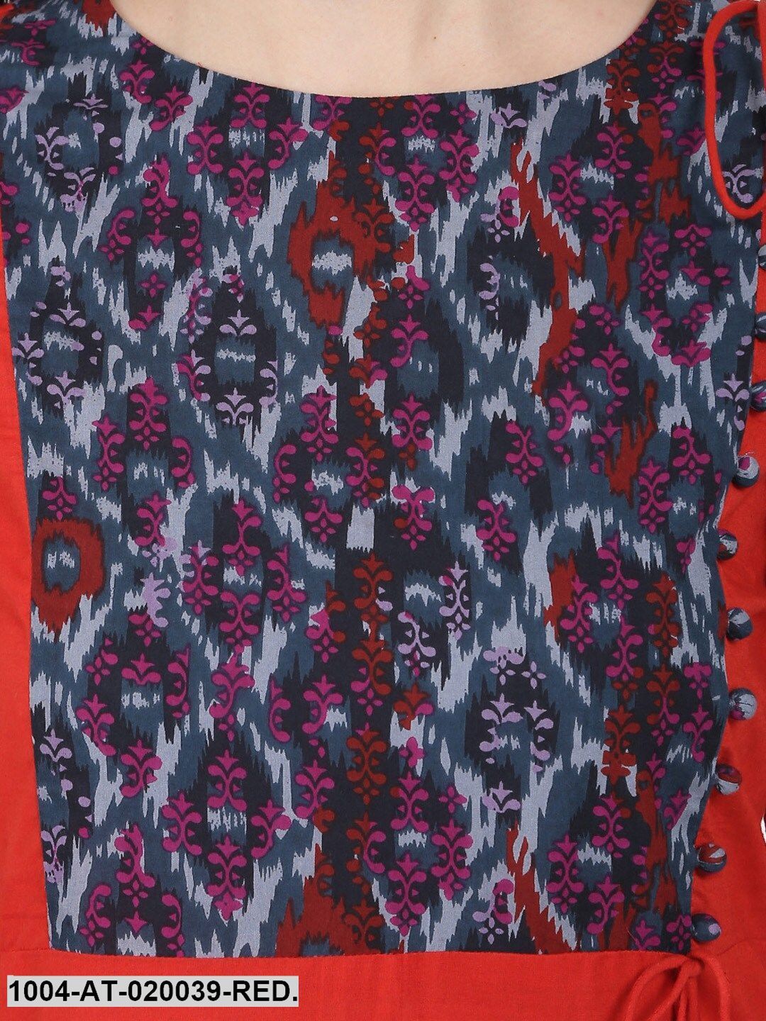 Red Printed A-Line Kurta