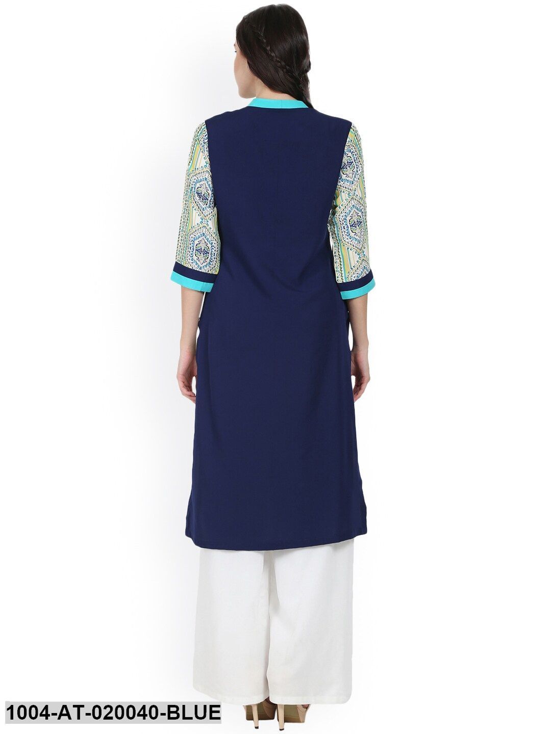 Blue Printed Straight Kurta