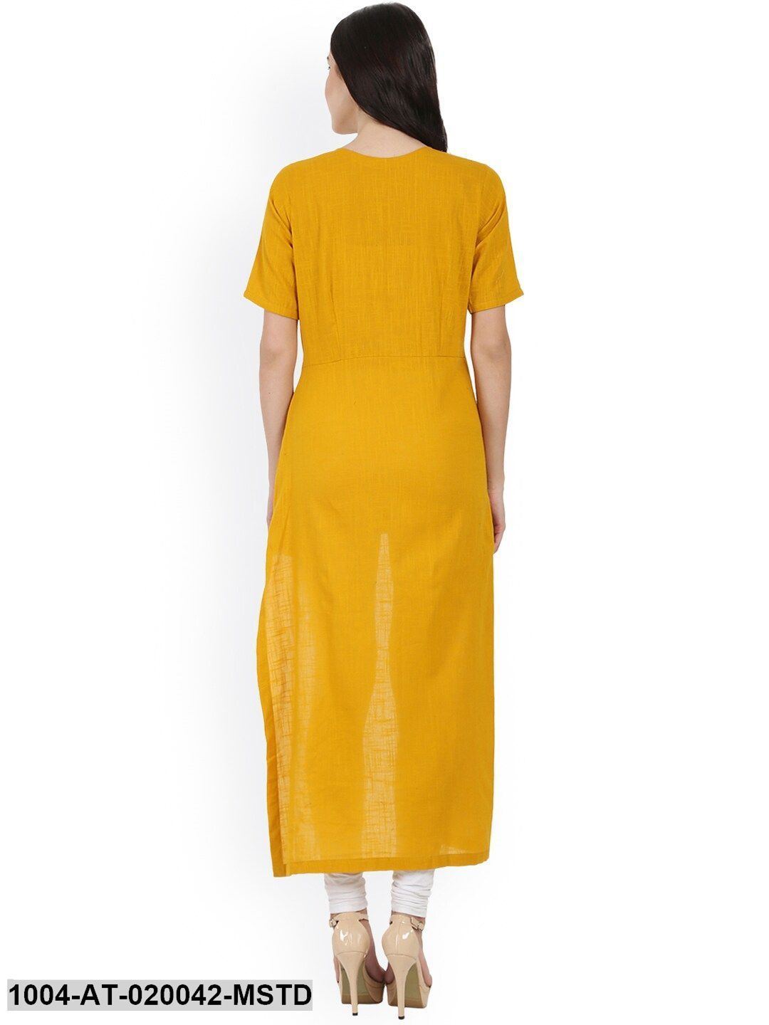 Mustard Solid Asymmetric A-Line Kurta