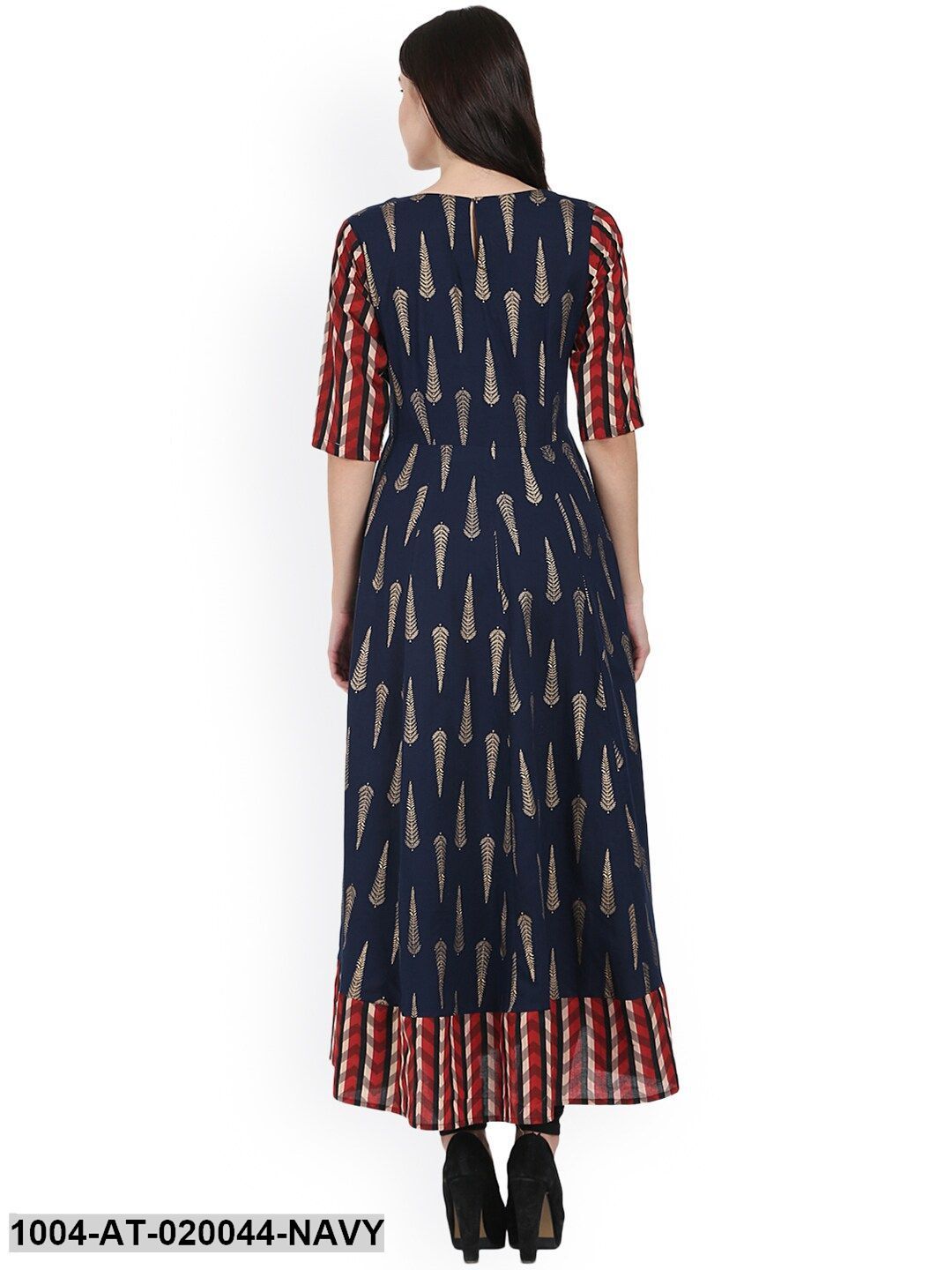 Navy Blue Printed Anarkali Kurta