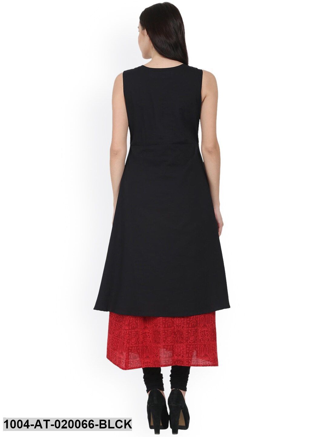 Black Printed A-Line Kurta