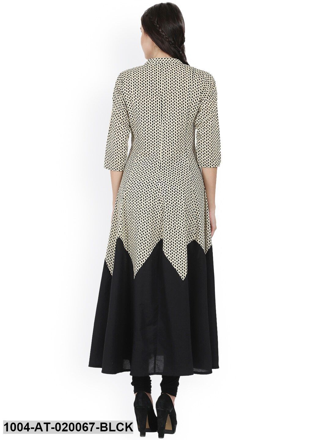 Black Printed A-Line Kurta