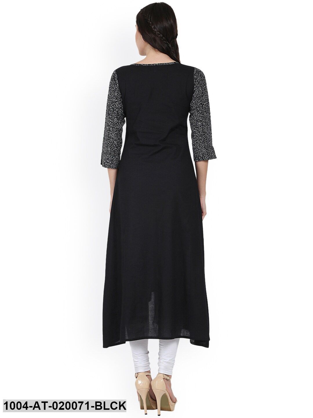 Black & Grey Printed A-Line Kurta