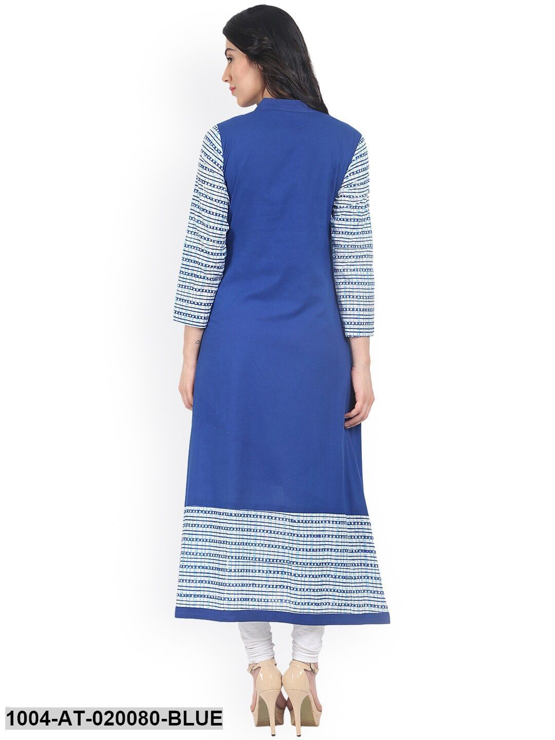 Blue Striped Anarkali Kurta