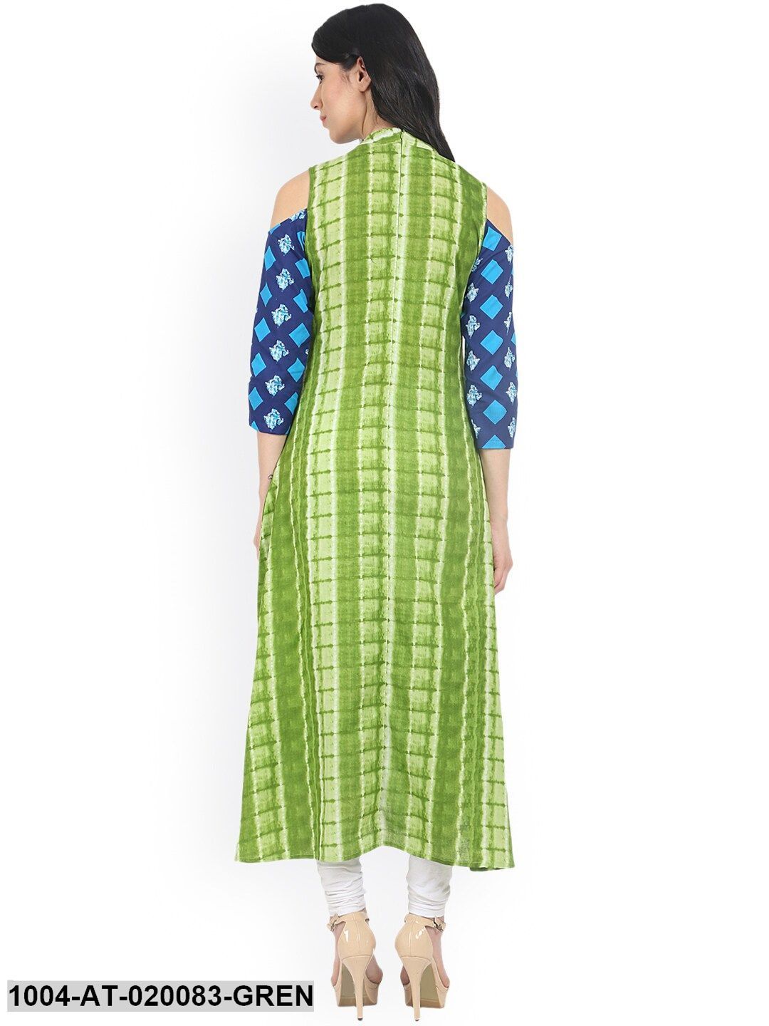 Green Printed A-Line Kurta