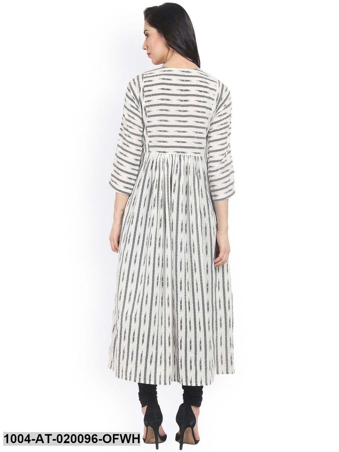 Off-White Printed Anarkali Kurta