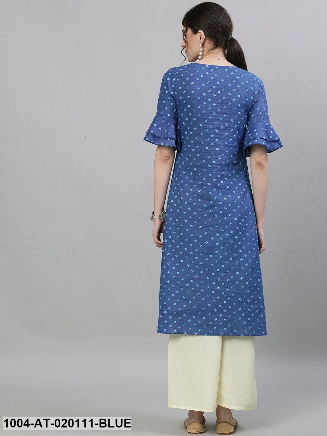 Blue Printed A-Line Kurta